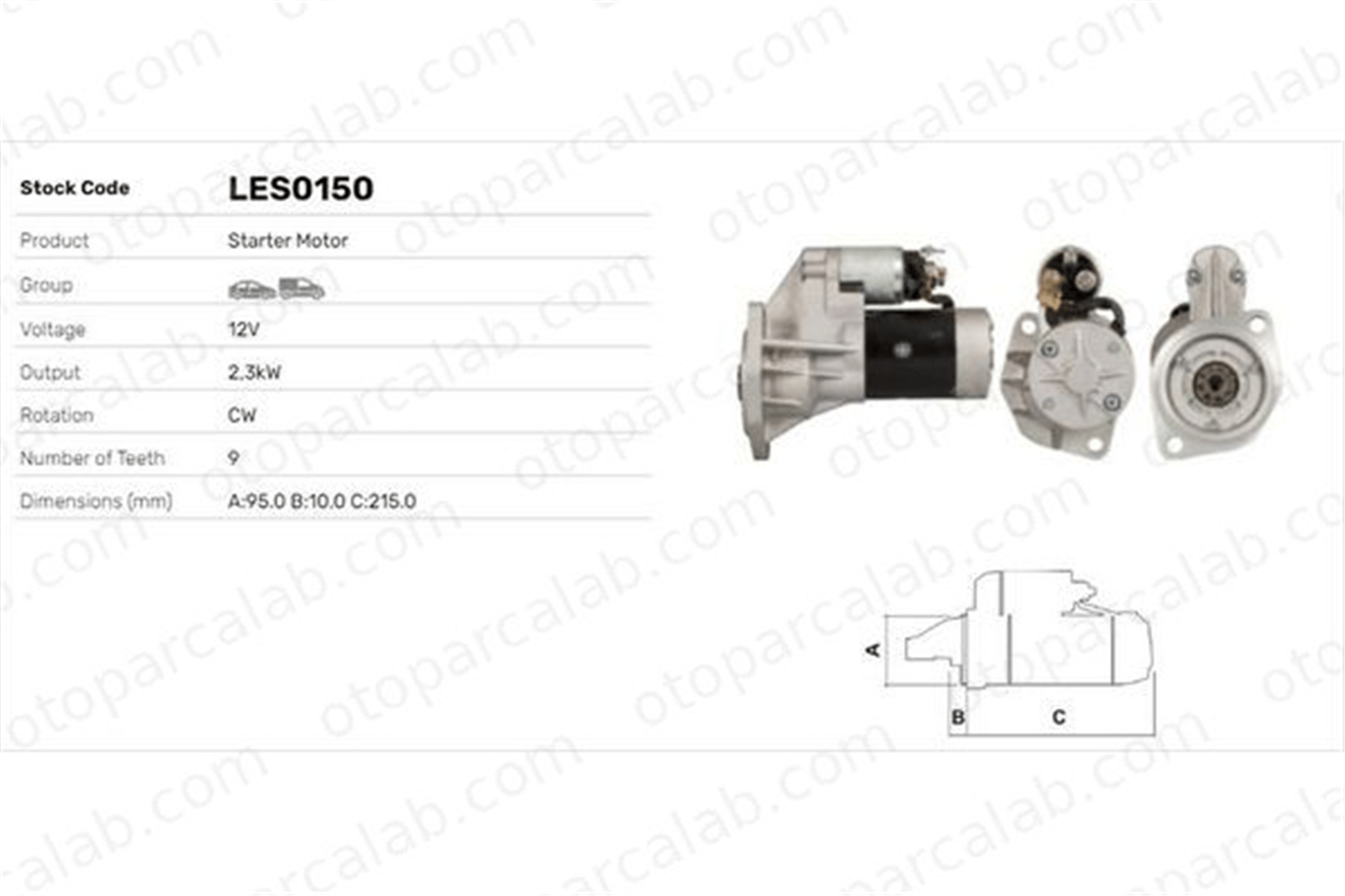 LUCAS ELEKTRIK LES0150 Marş Dinamosu OPEL CAMPO ISUZU TROOPER I S13112 S13112A