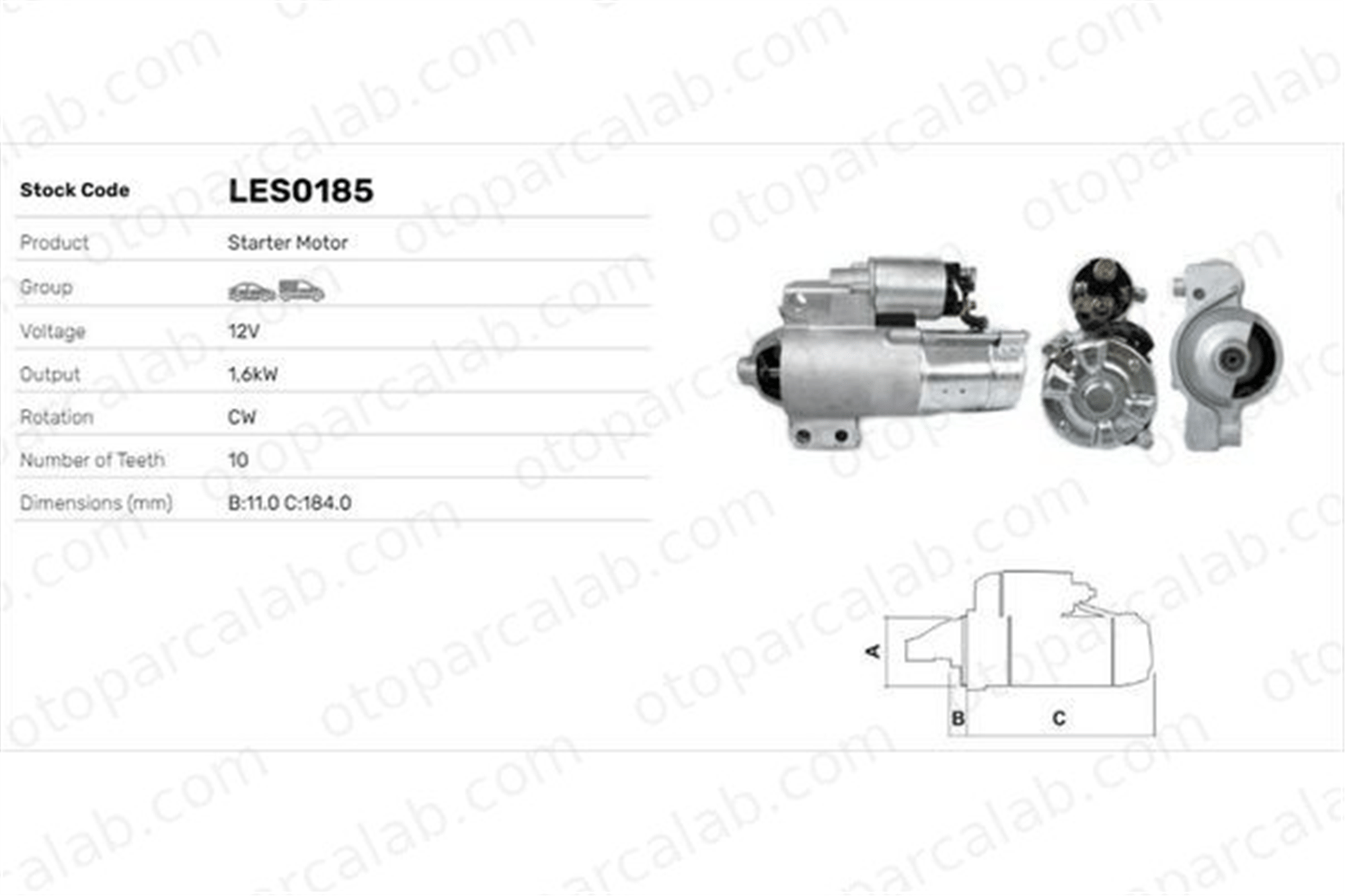 LUCAS ELEKTRIK LES0185 Marş Dinamosu RENAULT CLIO II CITROËN XANTIA 5802CV 5802N4