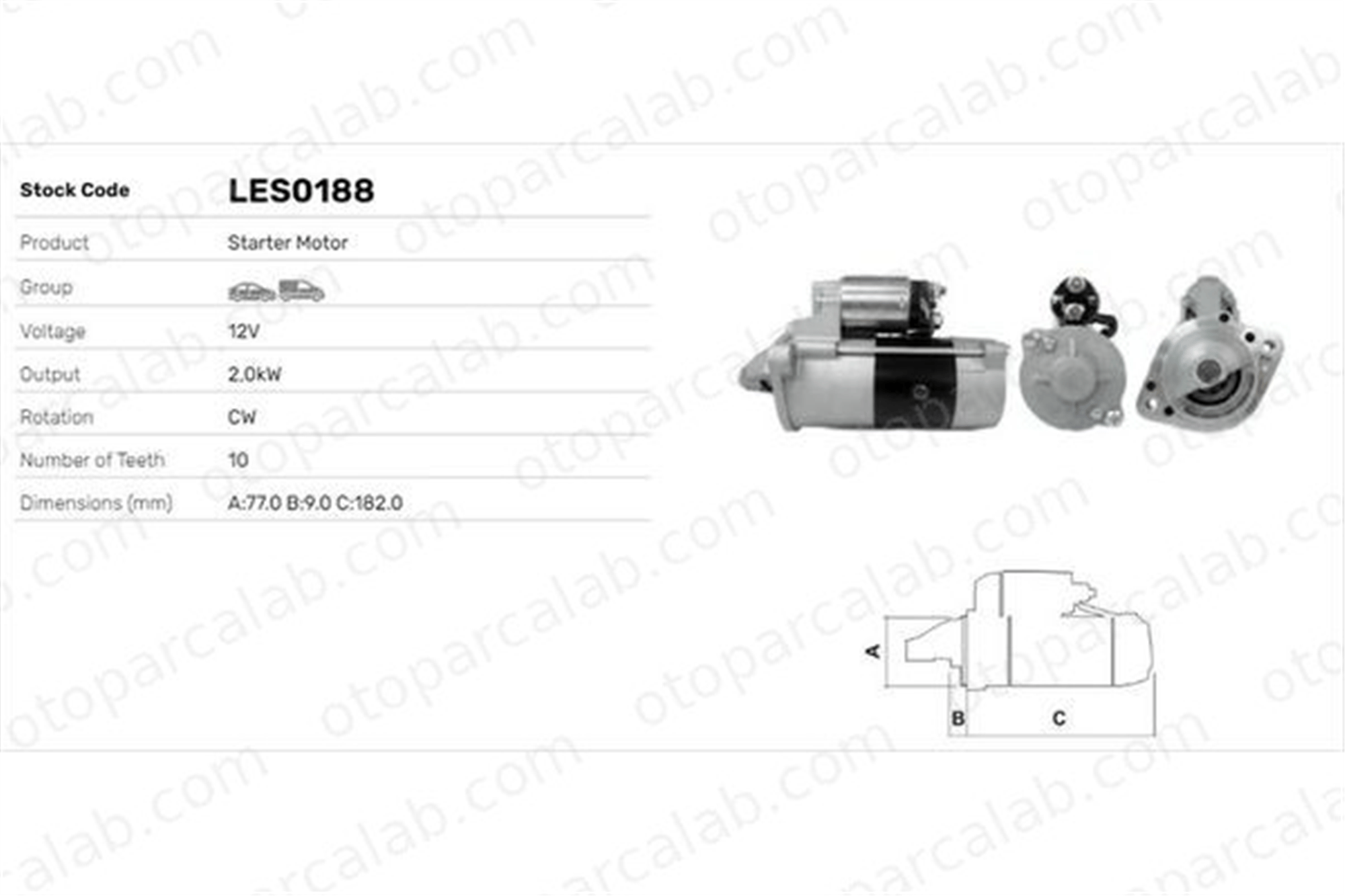 LUCAS ELEKTRIK LES0188 Marş Dinamosu HYUNDAI H-1 / STAREX Minibüs/Otobüs MITSUBISHI L200 3610042250 3610042350
