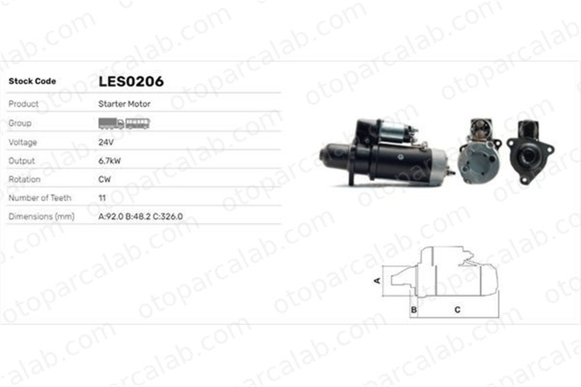 LUCAS ELEKTRIK LES0206 Marş Dinamosu SCANIA R II P II 1332903 1335929