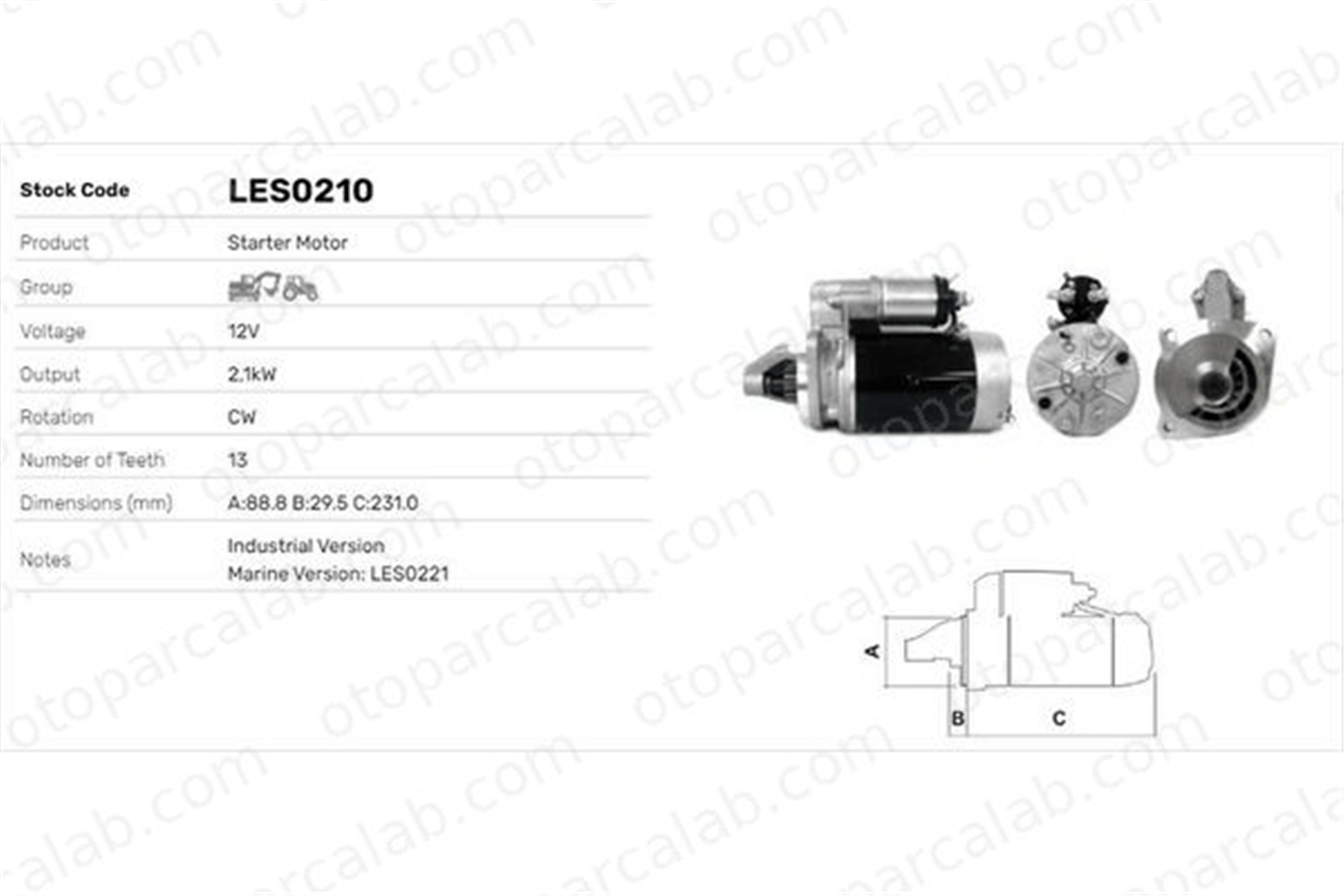 LUCAS ELEKTRIK LES0210 Marş Dinamosu OPEL VECTRA B Hatchback VECTRA B 2873A013 2873A101