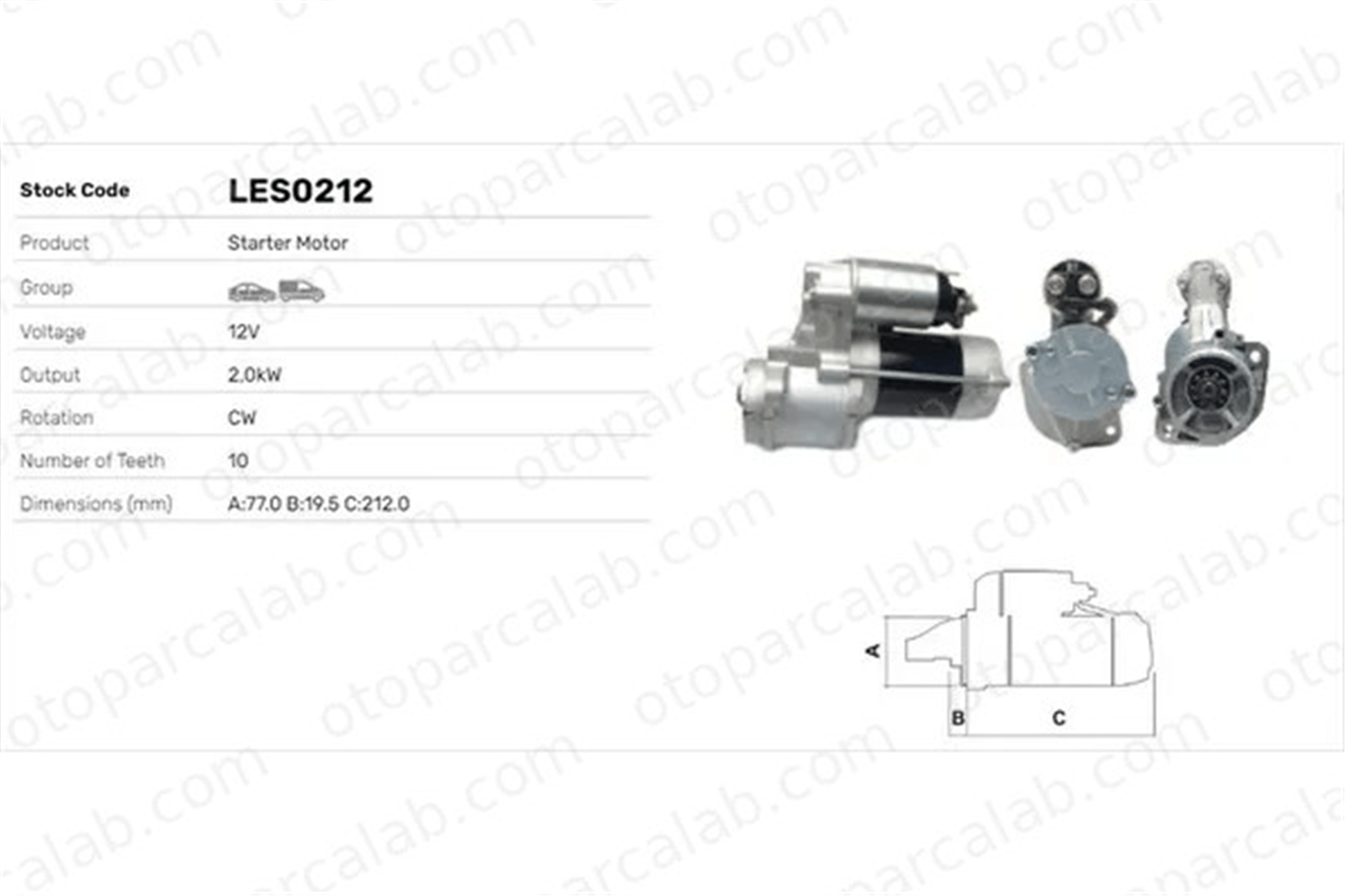 LUCAS ELEKTRIK LES0212 Marş Dinamosu HYUNDAI H-1 / STAREX Minibüs/Otobüs H-1 Travel 361004A000 361004A010