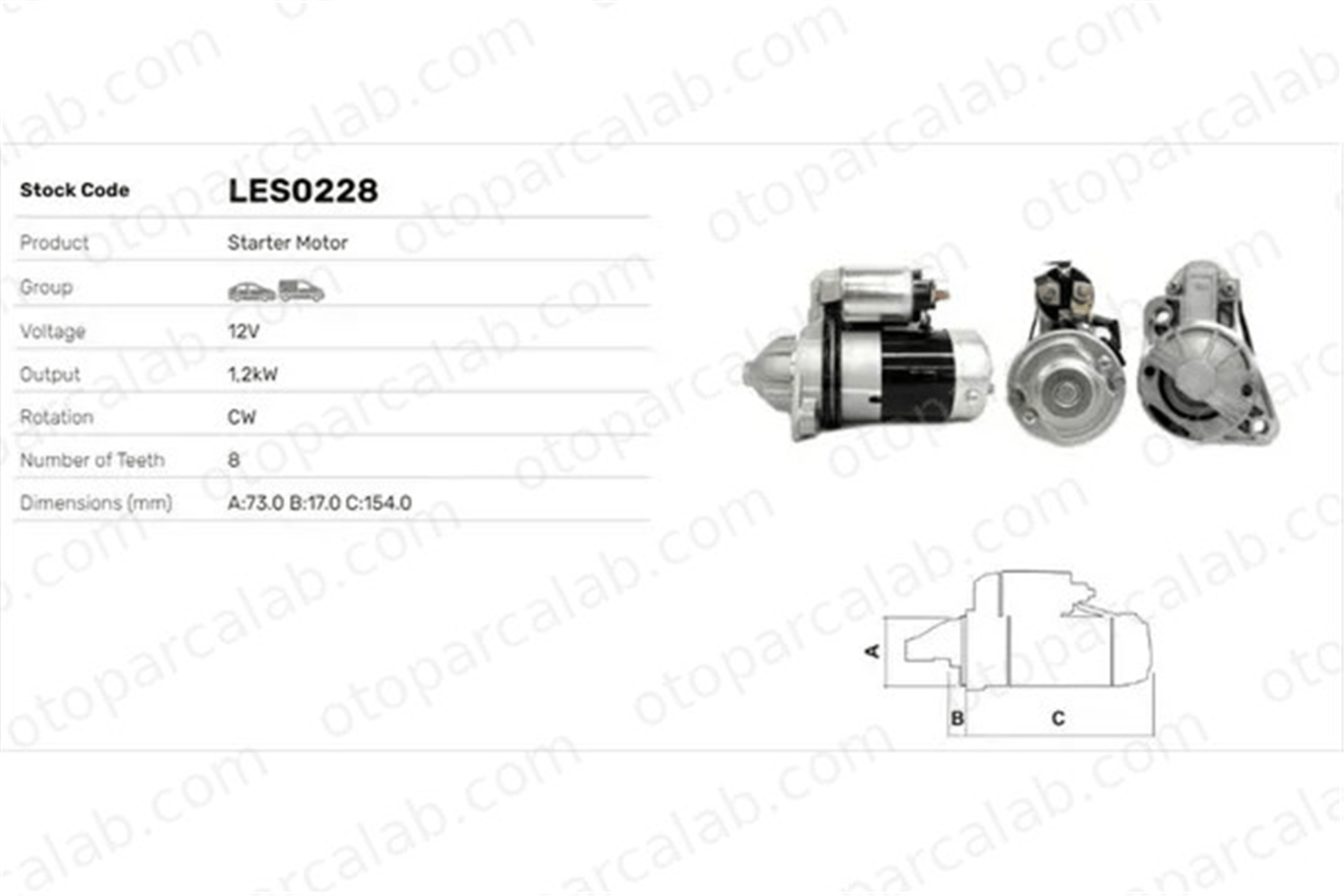 LUCAS ELEKTRIK LES0228 Marş Dinamosu MITSUBISHI PAJERO SPORT I 3000 GT Coupe 3610035010 3610035020