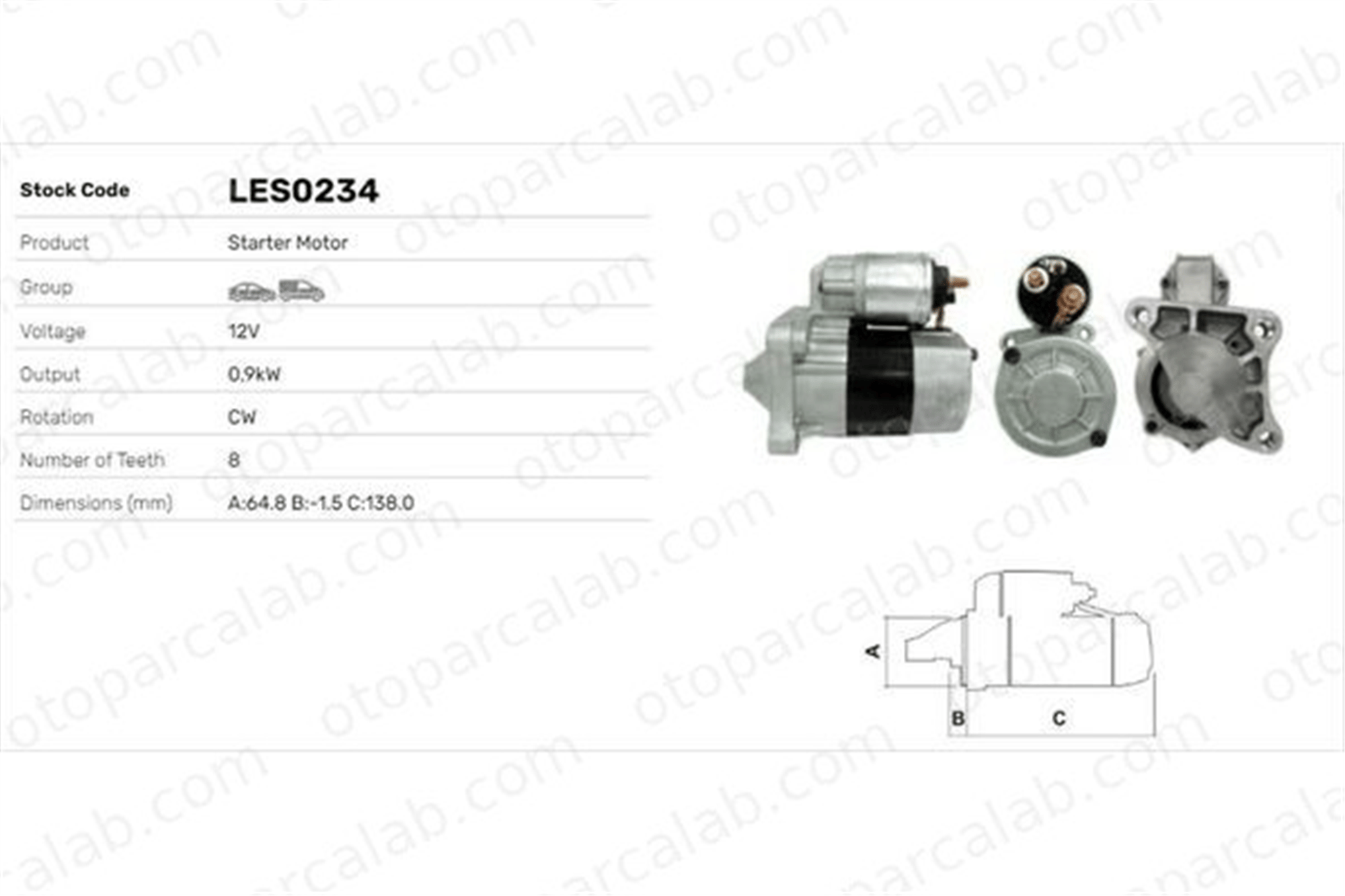 LUCAS ELEKTRIK LES0234 Marş Dinamosu RENAULT CLIO II MEGANE I Classic 2330000QAA 7700104674