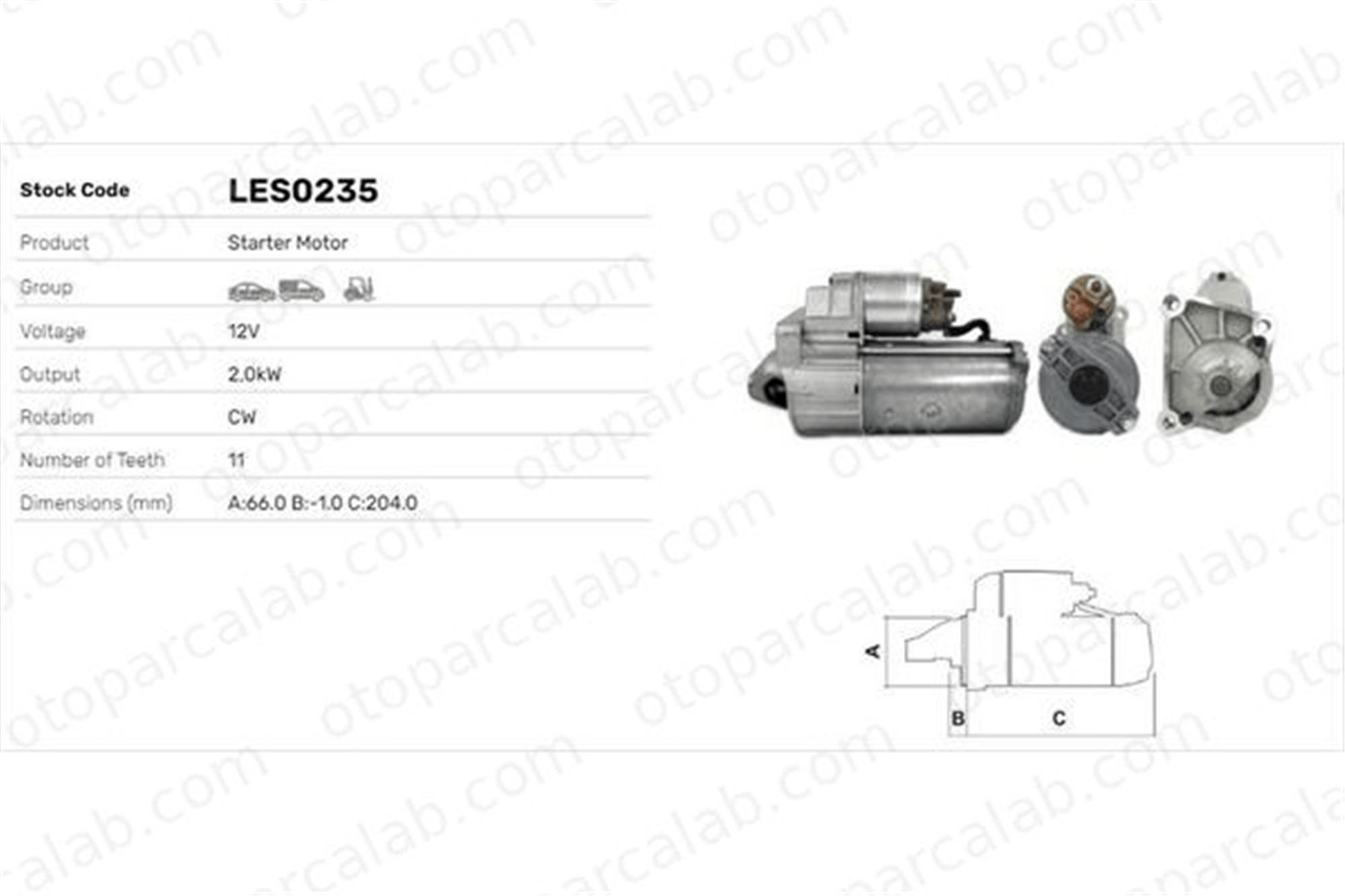 LUCAS ELEKTRIK LES0235 Marş Dinamosu RENAULT MEGANE I 21 Sedan MD329260 SMD329260