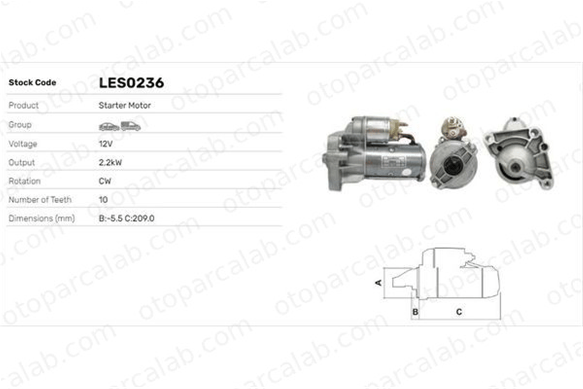 LUCAS ELEKTRIK LES0236 Marş Dinamosu NISSAN INTERSTAR Minibüs/Otobüs INTERSTAR Panelvan/Van 2330000Q0B 2330000QAF