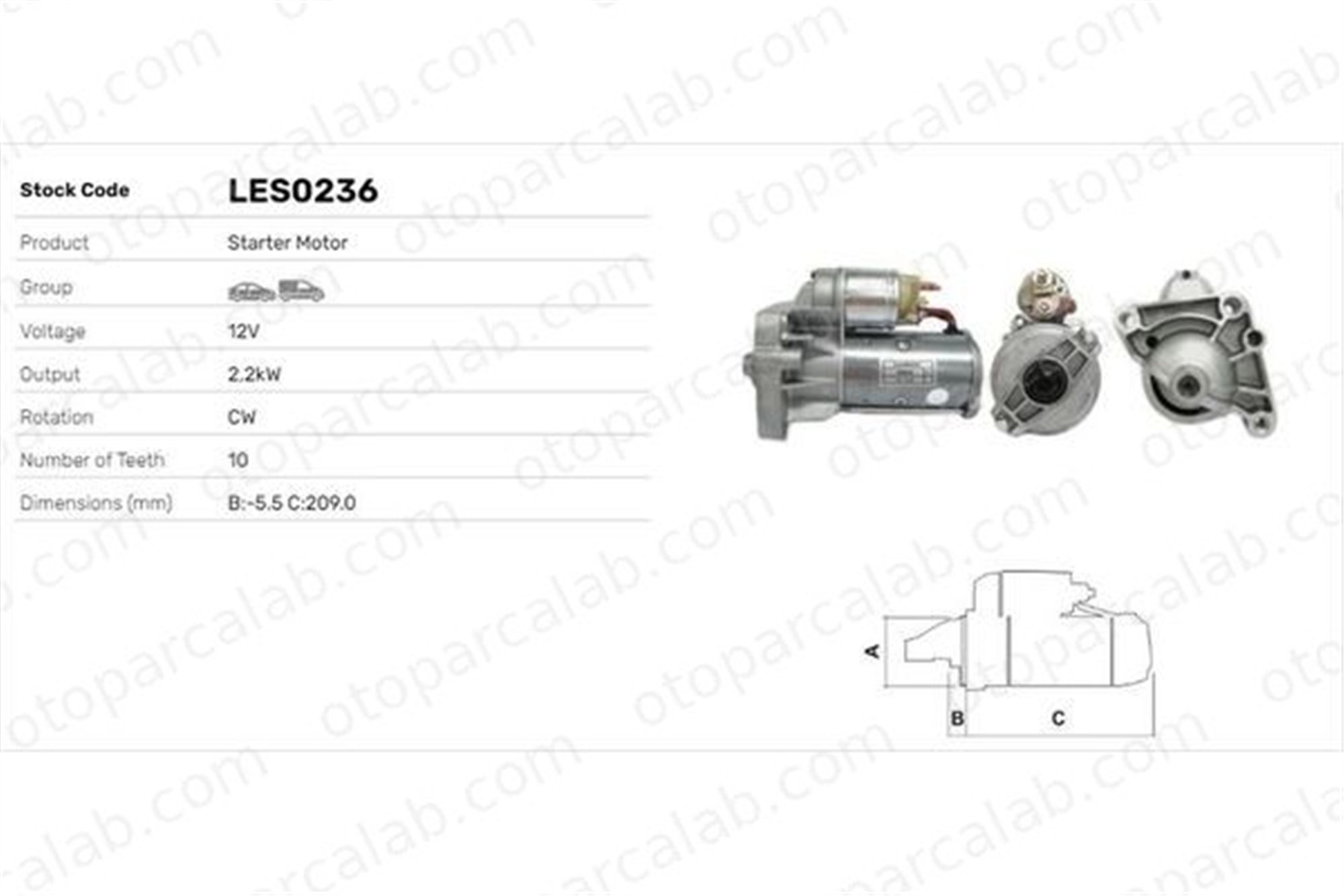 LUCAS ELEKTRIK LES0236 Marş Dinamosu NISSAN INTERSTAR Minibüs/Otobüs INTERSTAR Panelvan/Van 93859444 93190996