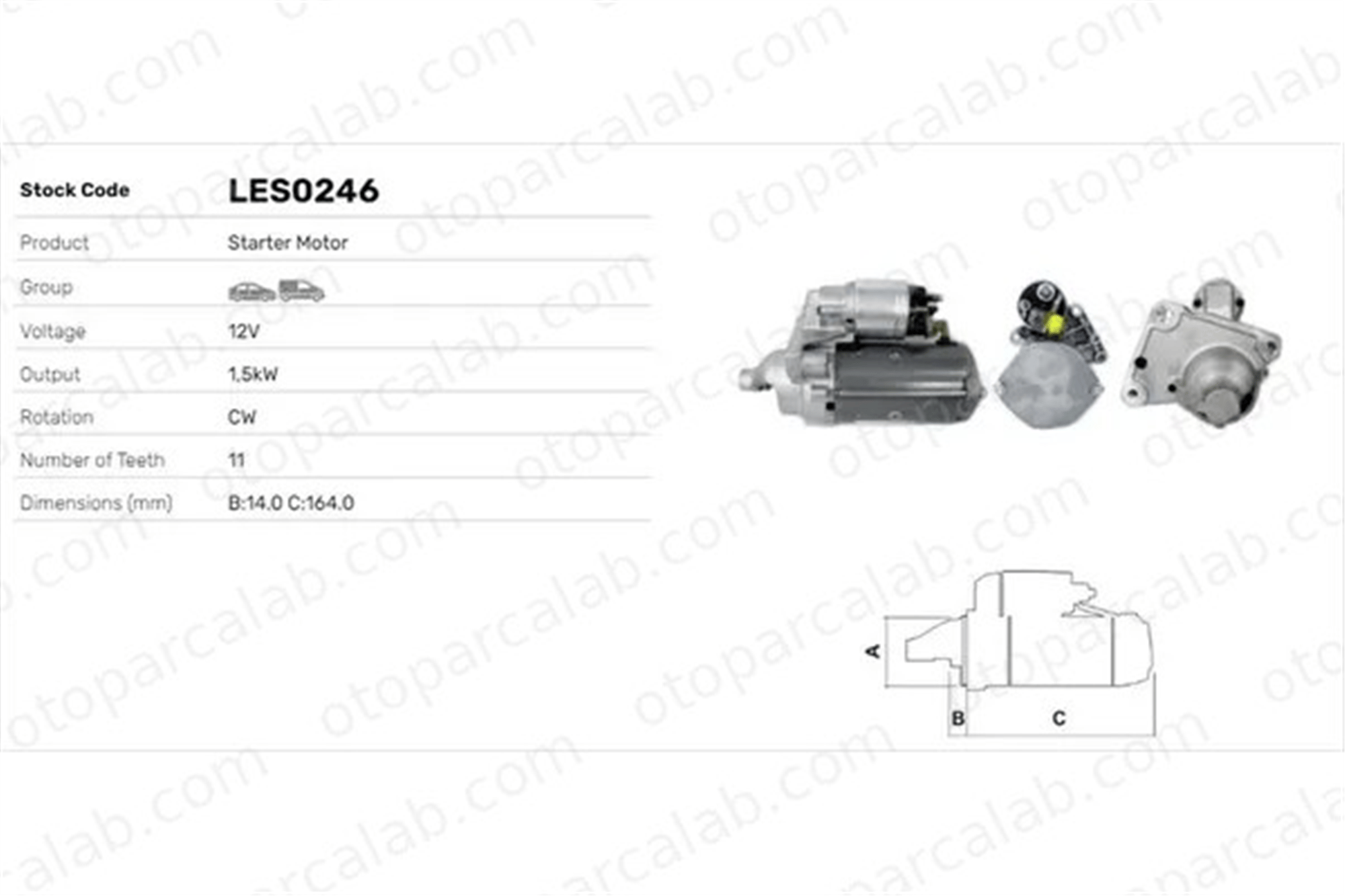 LUCAS ELEKTRIK LES0246 Marş Dinamosu CITROËN BERLINGO Kasa/büyük limuzin PEUGEOT PARTNER Kasa/büyük limuzin 12417803514 5802AA