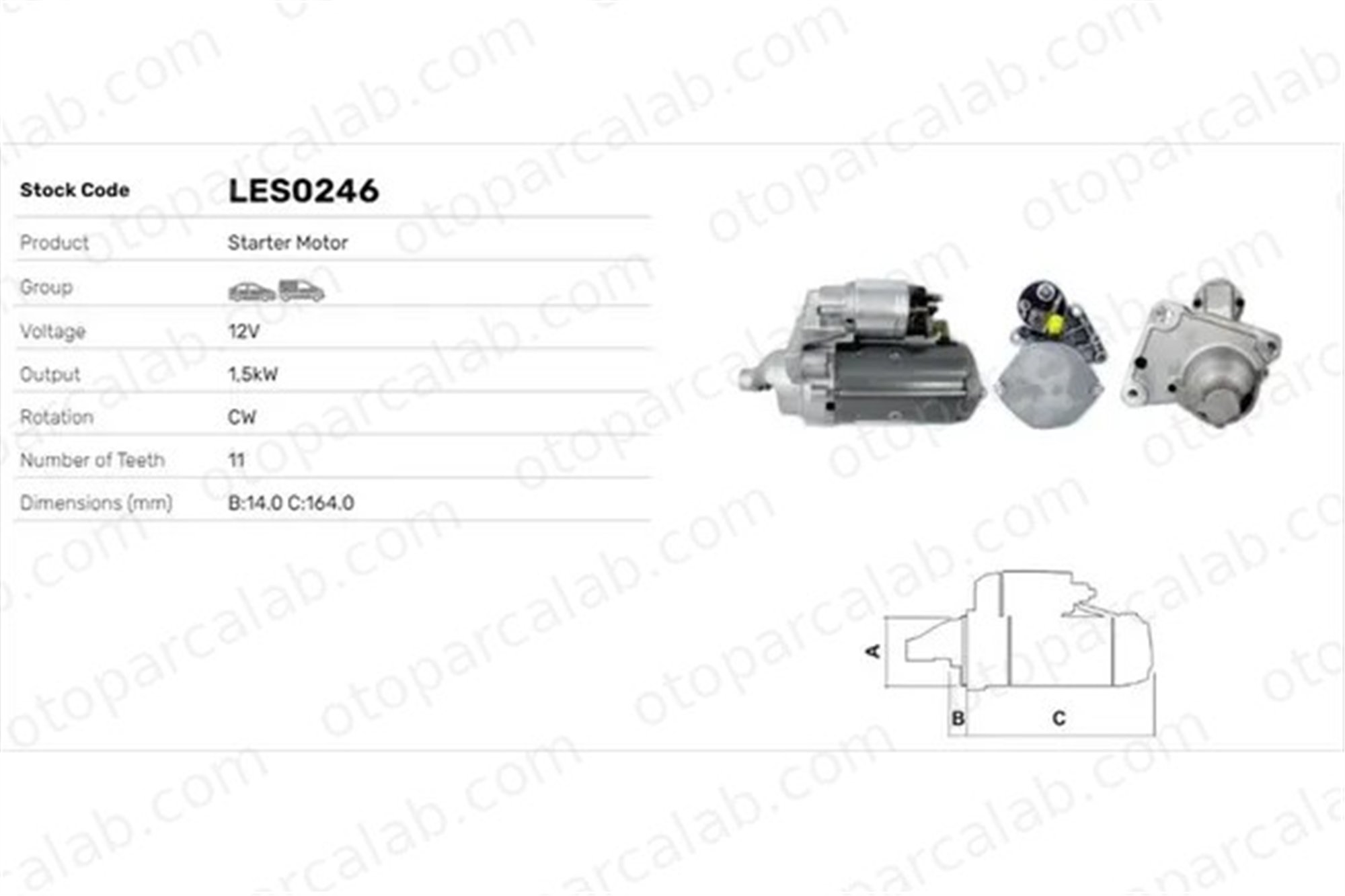 LUCAS ELEKTRIK LES0246 Marş Dinamosu CITROËN BERLINGO Kasa/büyük limuzin PEUGEOT PARTNER Kasa/büyük limuzin 28100YV010 28100YV011