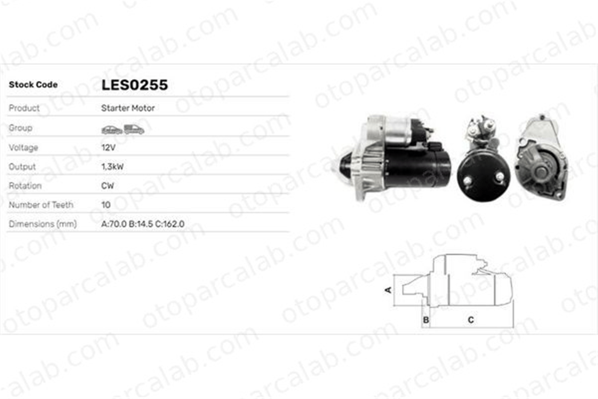 LUCAS ELEKTRIK LES0255 Marş Dinamosu MERCEDES-BENZ A-SERISI VANEO 1661510101 A1661510101