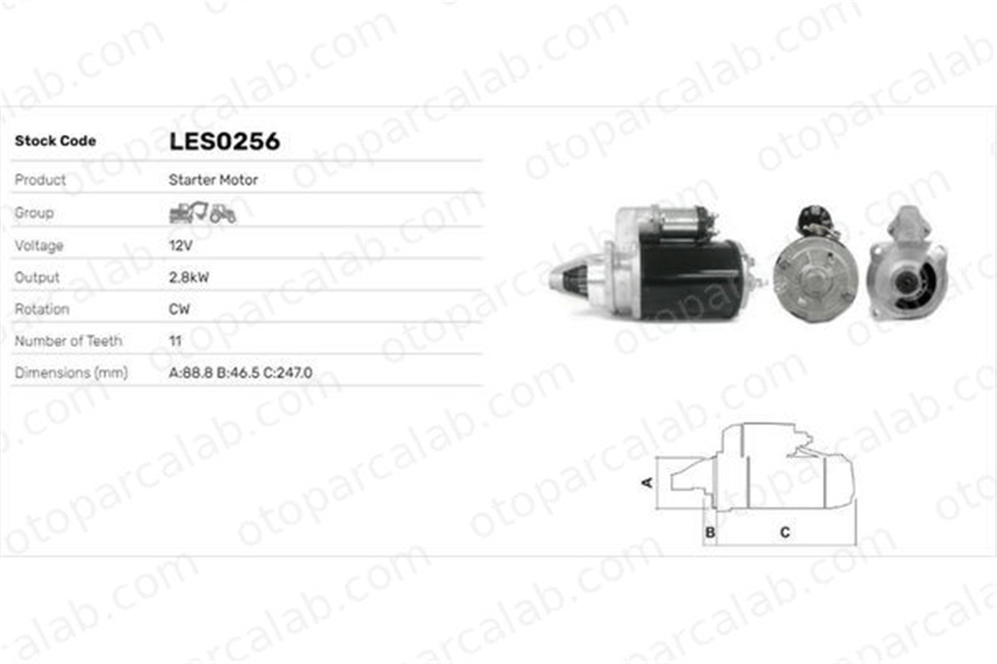 LUCAS ELEKTRIK LES0256 Marş Dinamosu FIAT DUCATO Platform şasi DUCATO Panorama 296191100 409090001