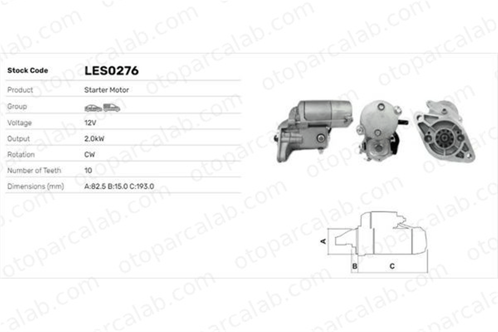 LUCAS ELEKTRIK LES0276 Marş Dinamosu TOYOTA HIACE IV Minibüs/Otobüs HIACE IV Panelvan/Van 2810005030 2810054270
