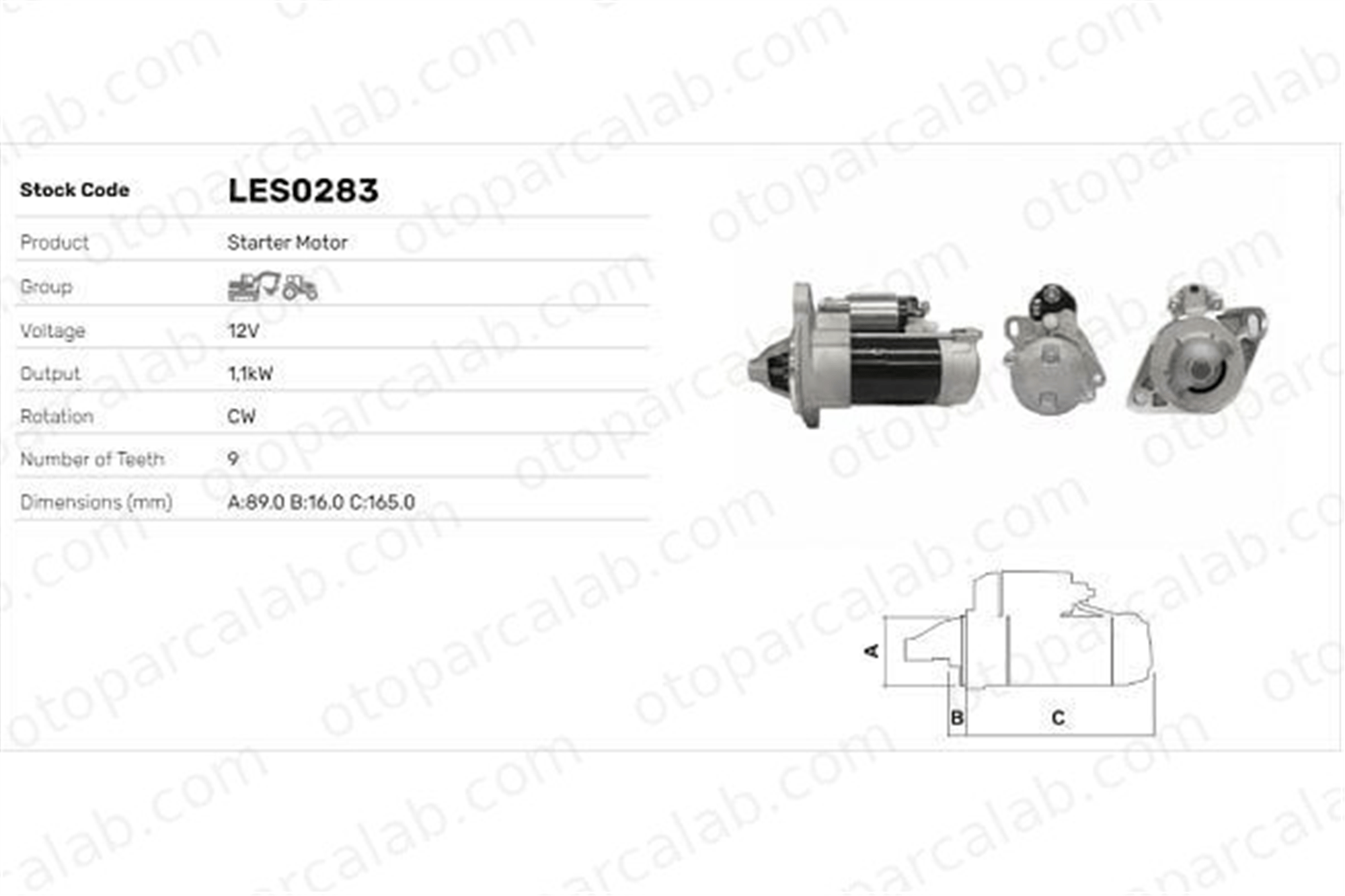 LUCAS ELEKTRIK LES0283 Marş Dinamosu TOYOTA COROLLA COROLLA Sedan S114656 S114656A
