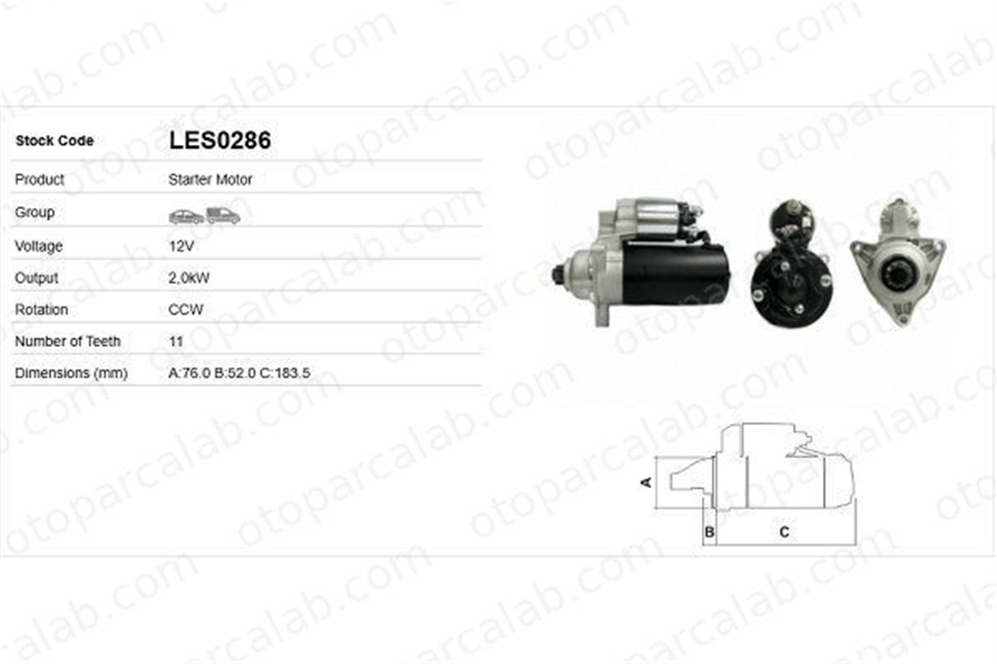 LUCAS ELEKTRIK LES0286 Marş Dinamosu VW TRANSPORTER T4 Panelvan/Van TRANSPORTER T4 Minibüs/Otobüs 1516812R 2B911023D