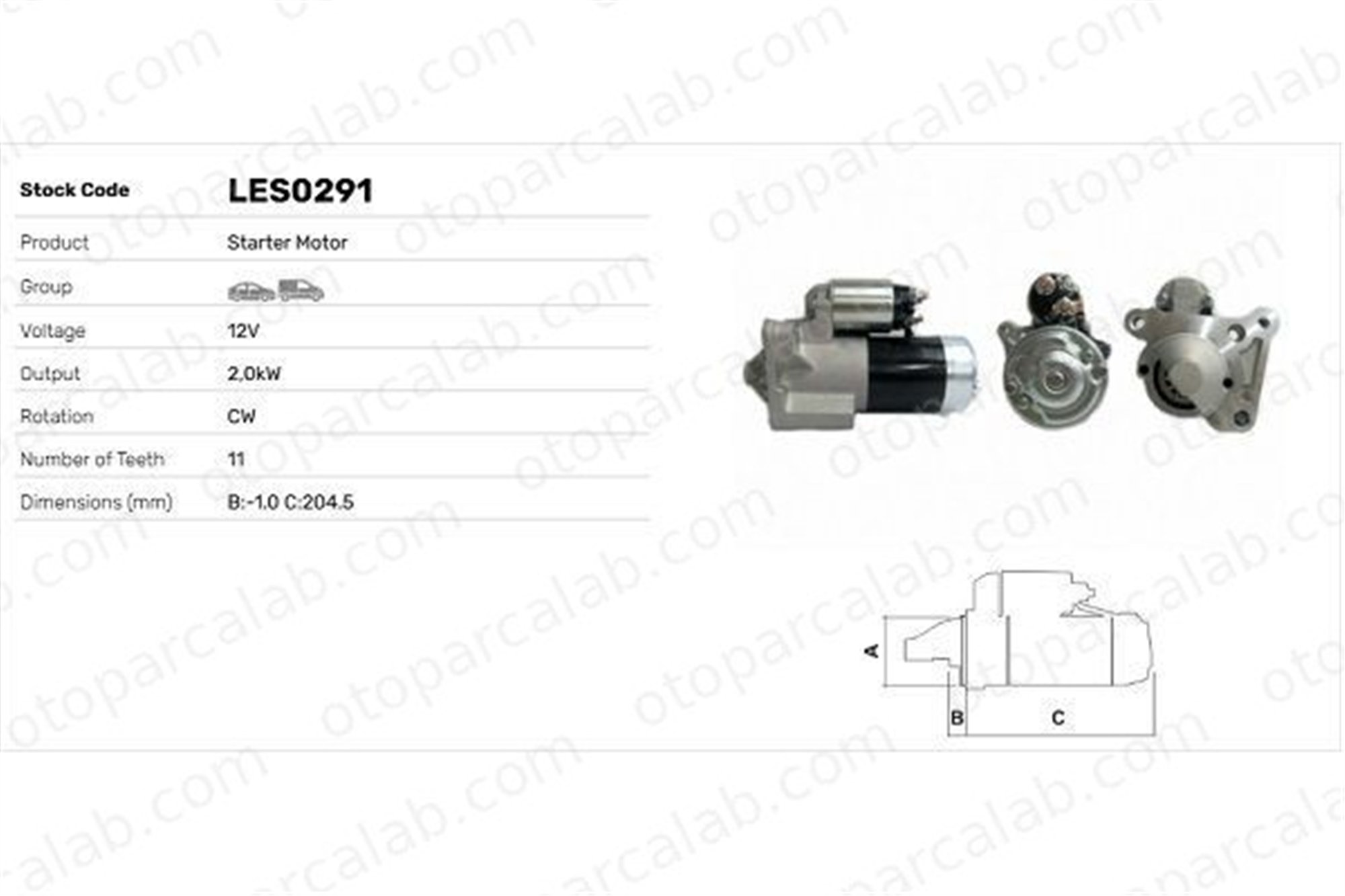 LUCAS ELEKTRIK LES0291 Marş Dinamosu RENAULT LAGUNA II Grandtour LAGUNA II 4411195 4414332