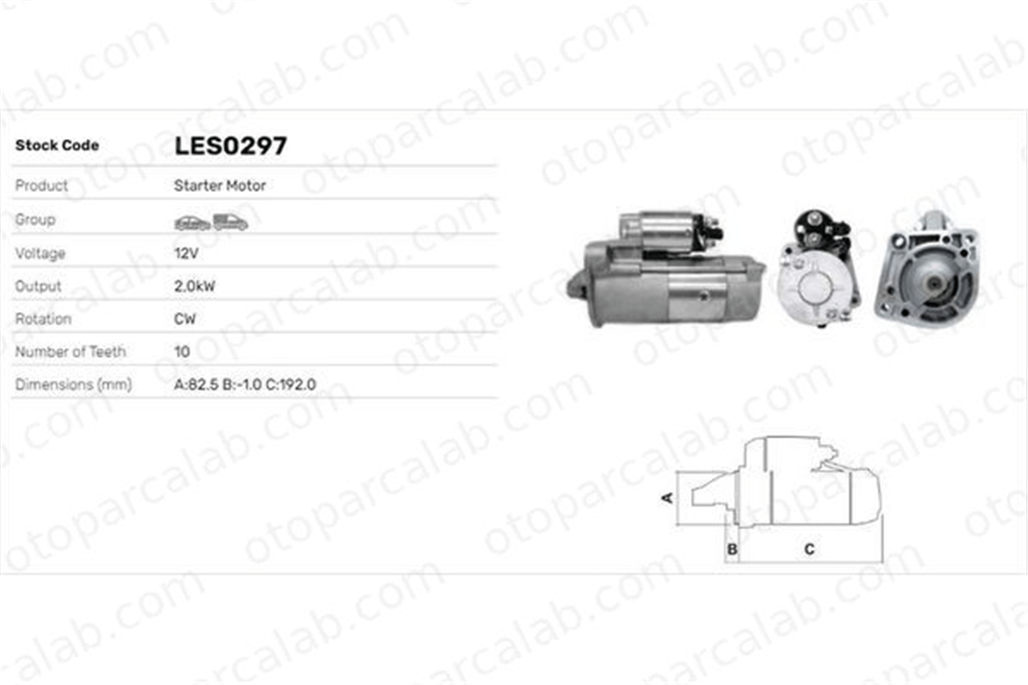 LUCAS ELEKTRIK LES0297 Marş Dinamosu CHRYSLER VOYAGER IV 4727313AC 04727313AC