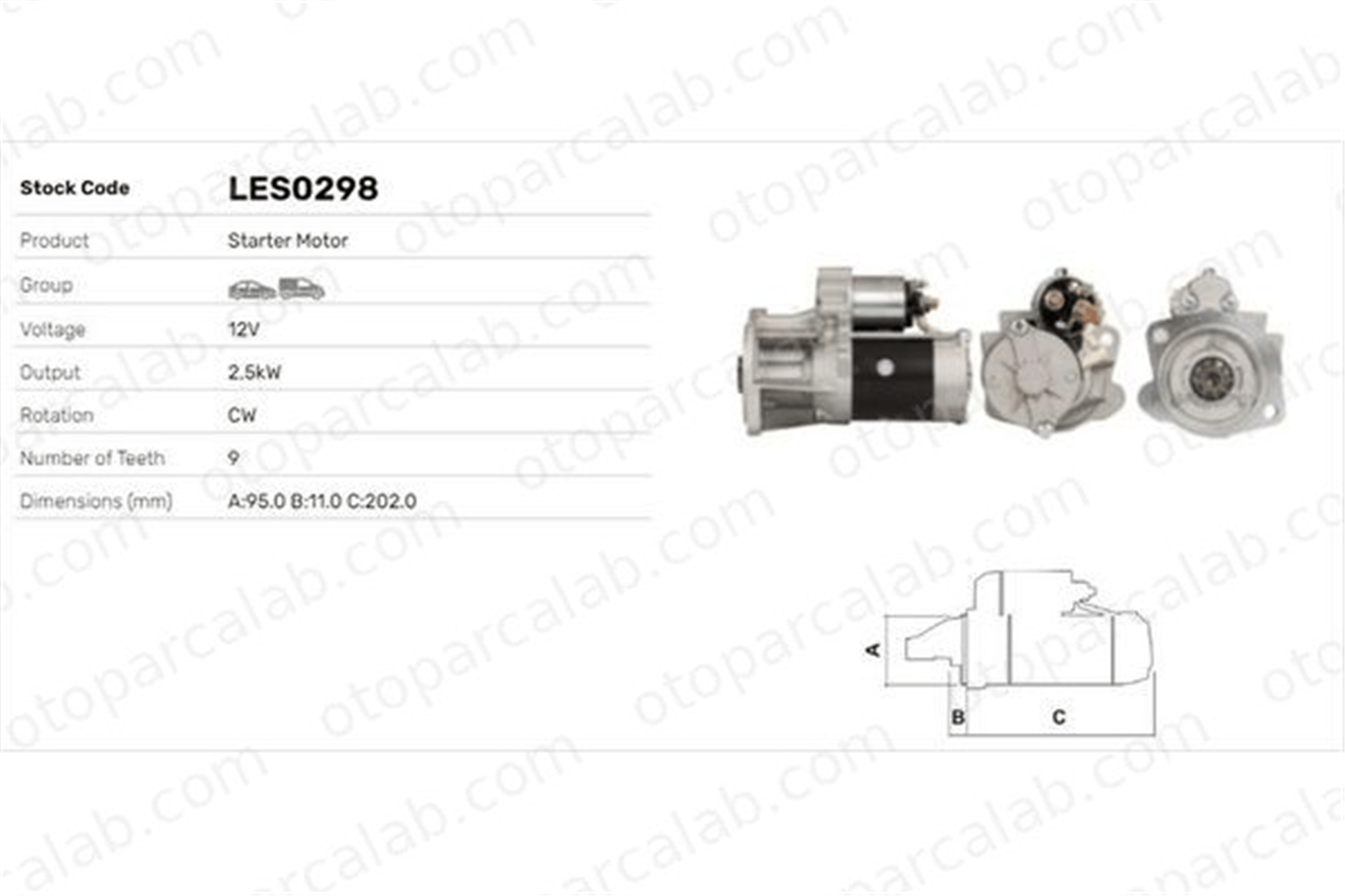 LUCAS ELEKTRIK LES0298 Marş Dinamosu RENAULT TRUCKS MASCOTT Platform şasi MASCOTT Panelvan/Van 93179580 93196800