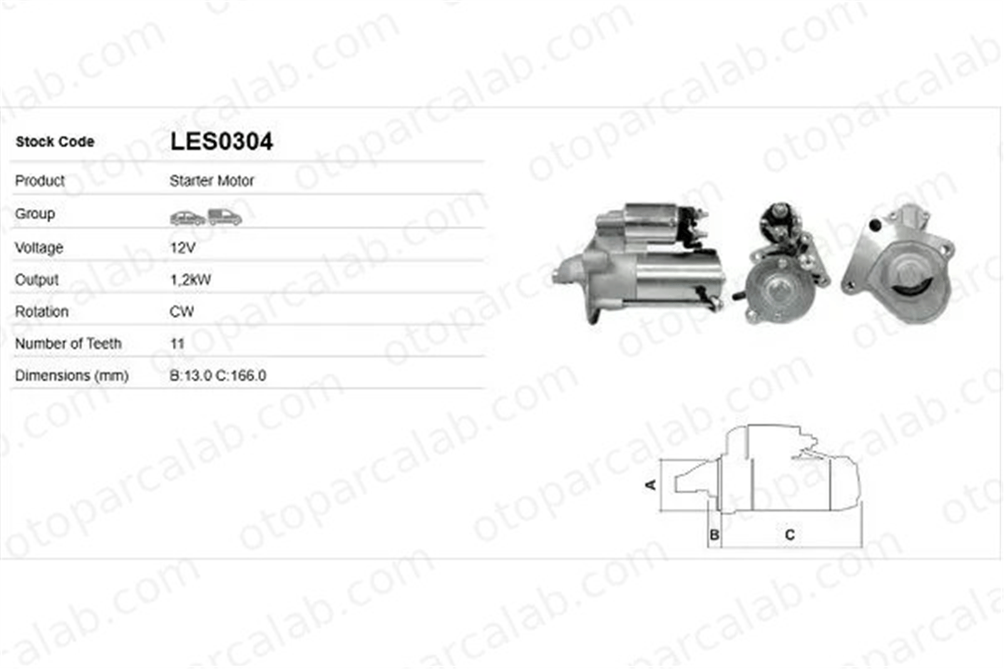 LUCAS ELEKTRIK LES0304 Marş Dinamosu FORD C-MAX II GRAND C-MAX 1229427 1233234