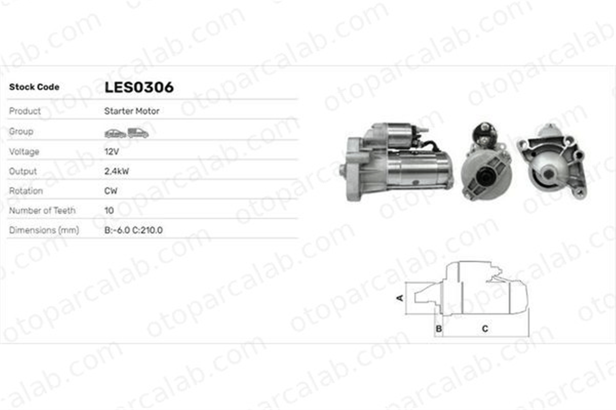 LUCAS ELEKTRIK LES0306 Marş Dinamosu RENAULT LAGUNA II LAGUNA II Grandtour 7711135502 8200237594