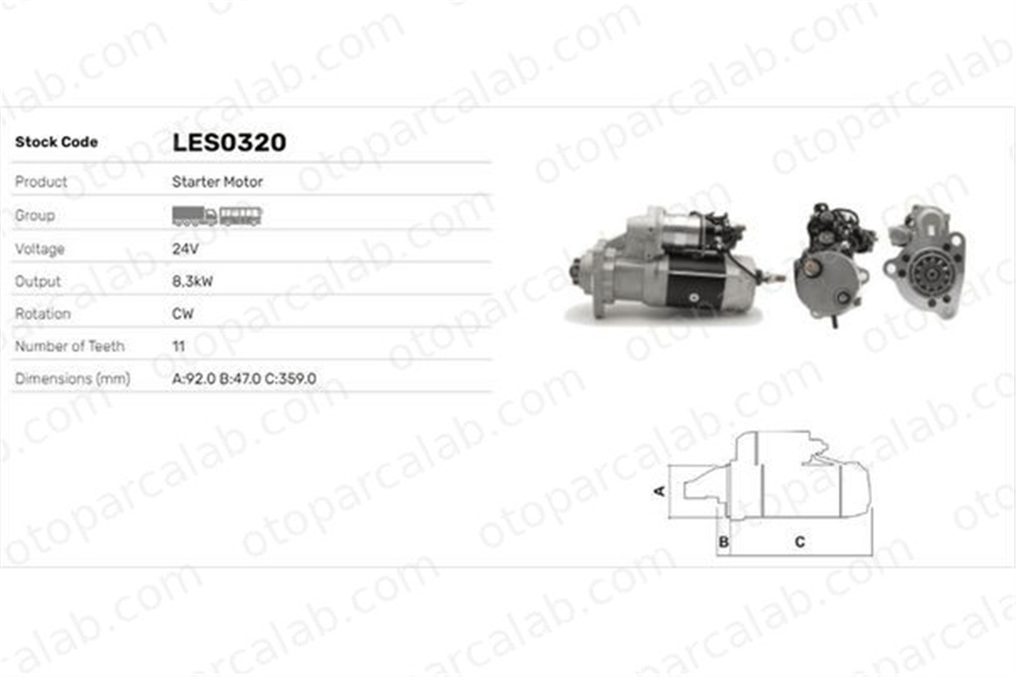LUCAS ELEKTRIK LES0320 Marş Dinamosu SCANIA R II P II R2187 0R2187