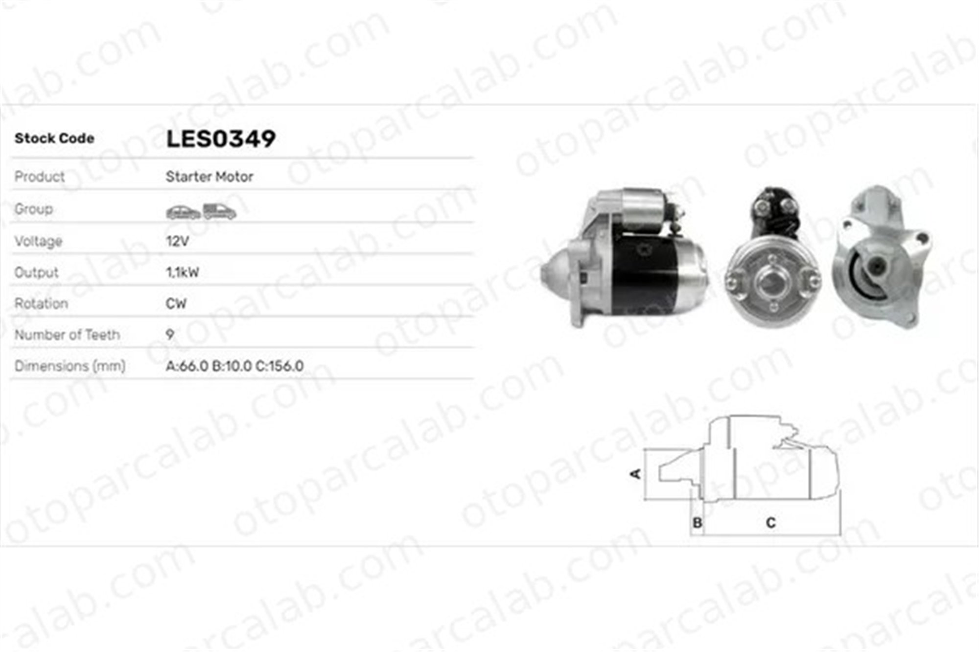 LUCAS ELEKTRIK LES0349 Marş Dinamosu RENAULT 5 4 6000559751 7700509355