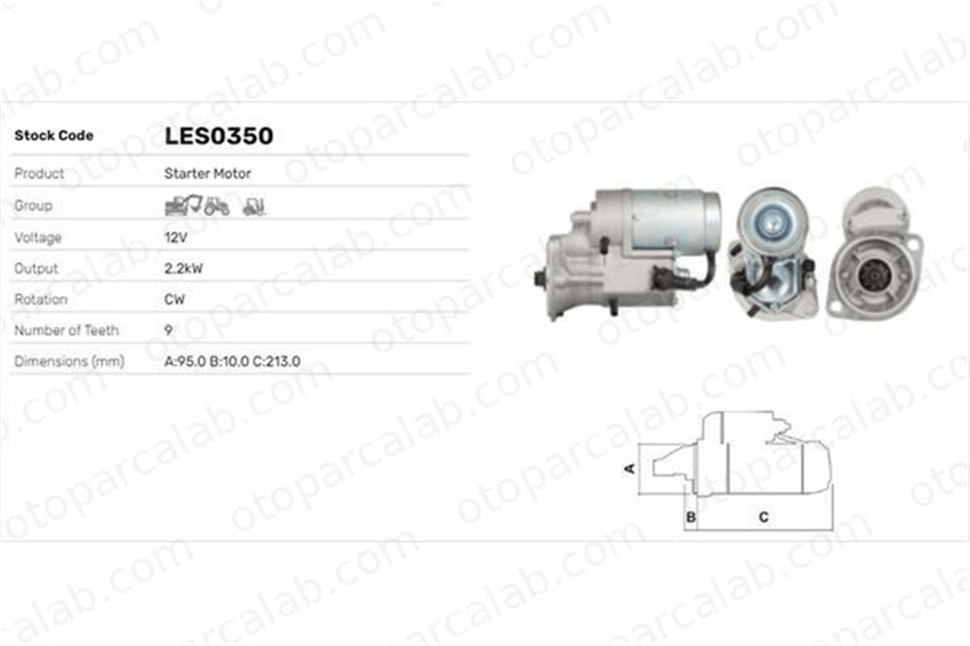 LUCAS ELEKTRIK LES0350 Marş Dinamosu ISUZU TROOPER I 1347064 15119632