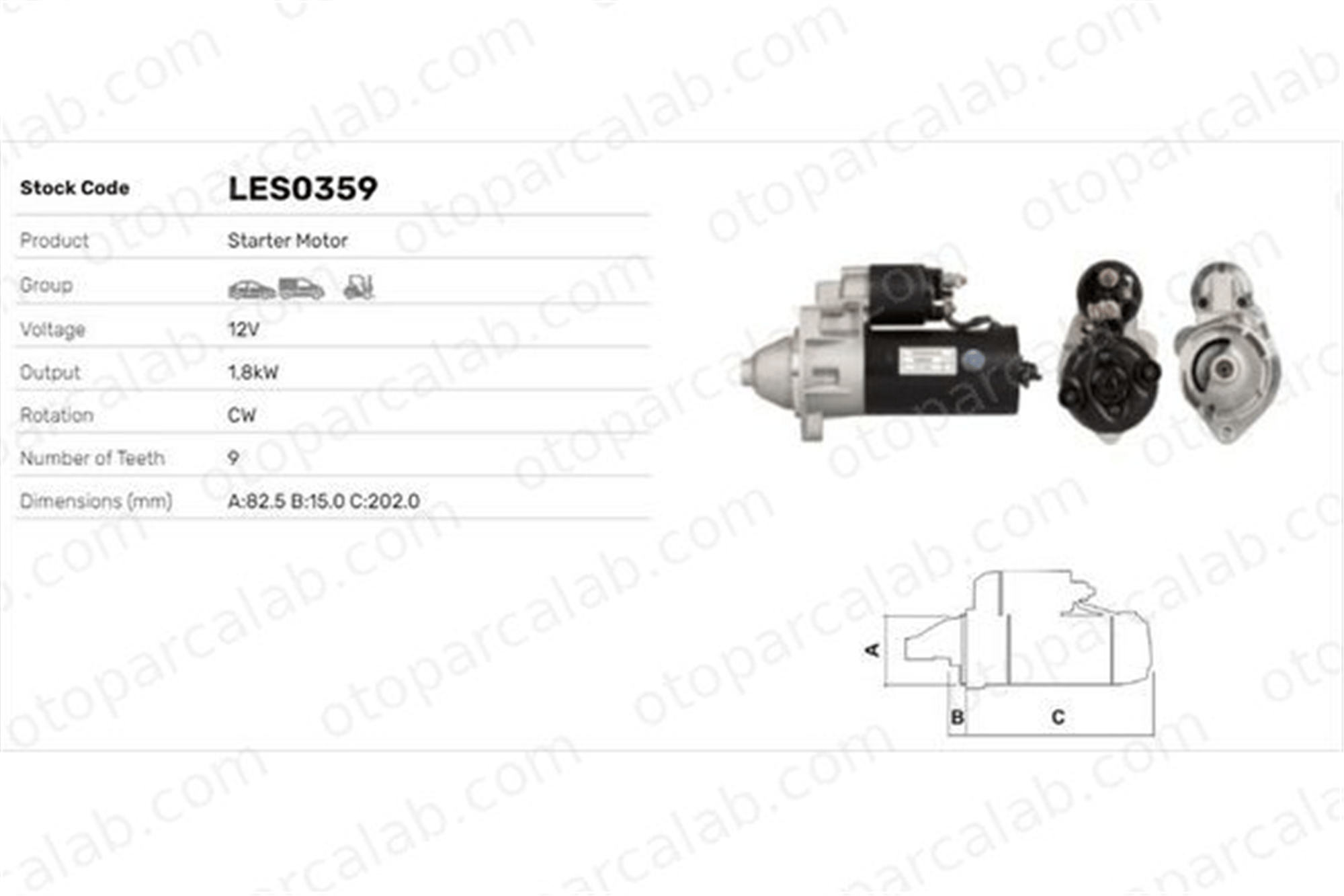 LUCAS ELEKTRIK LES0359 Marş Dinamosu AUDI A4 B6 A4 B6 Avant 68911024F 068911024F