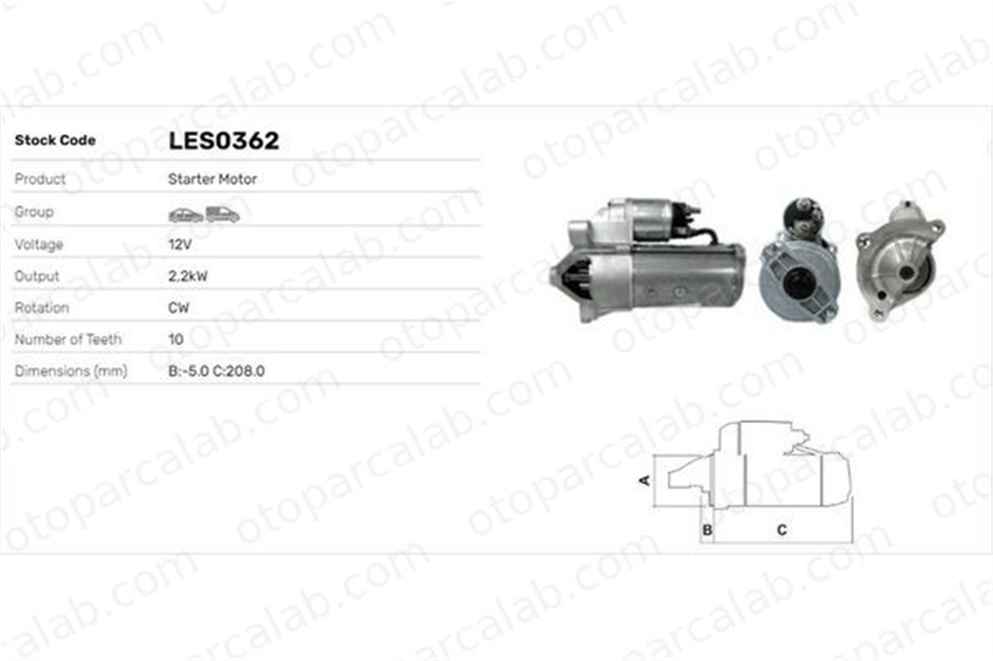 LUCAS ELEKTRIK LES0362 Marş Dinamosu CITROËN JUMPER Minibüs/Otobüs JUMPER Panelvan/Van 5802CL 5802CT