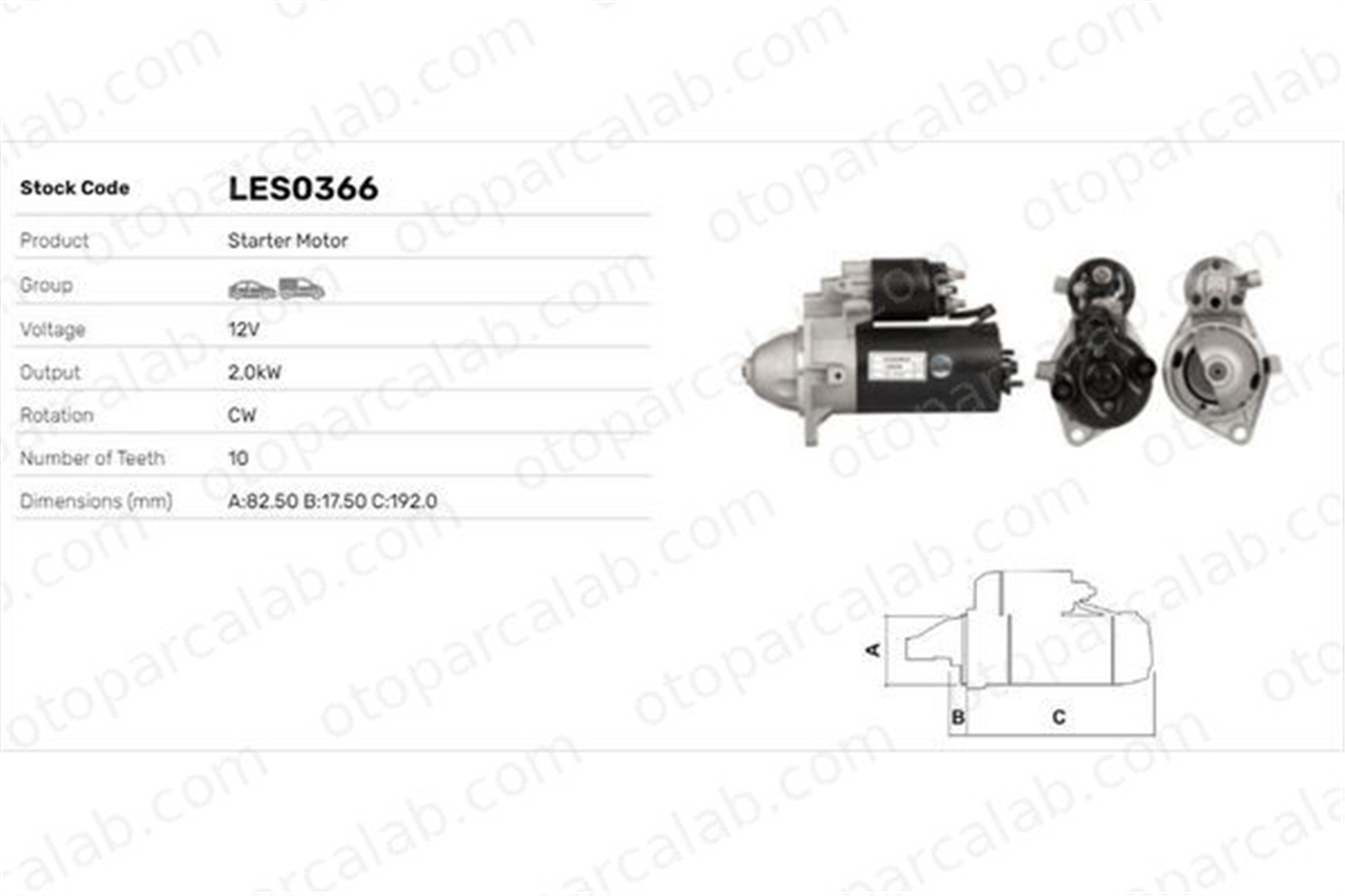 LUCAS ELEKTRIK LES0366 Marş Dinamosu OPEL ASTRA G Hatchback ASTRA G Sedan 55351630 1516830R