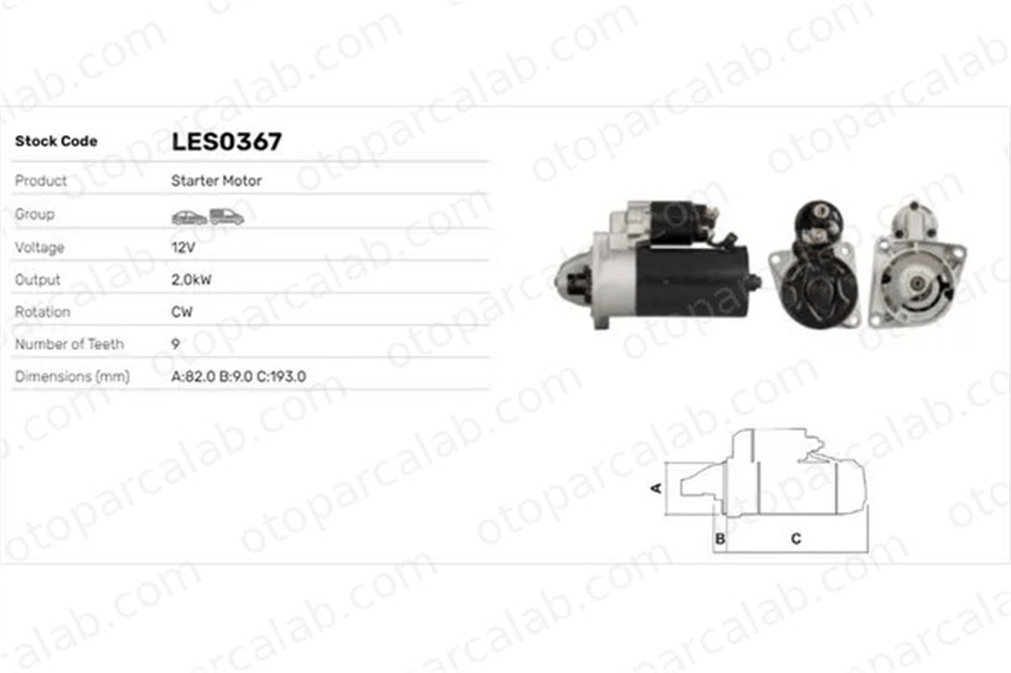 LUCAS ELEKTRIK LES0367 Marş Dinamosu ALFA ROMEO 156 Sportwagon 156 46823543 55192482