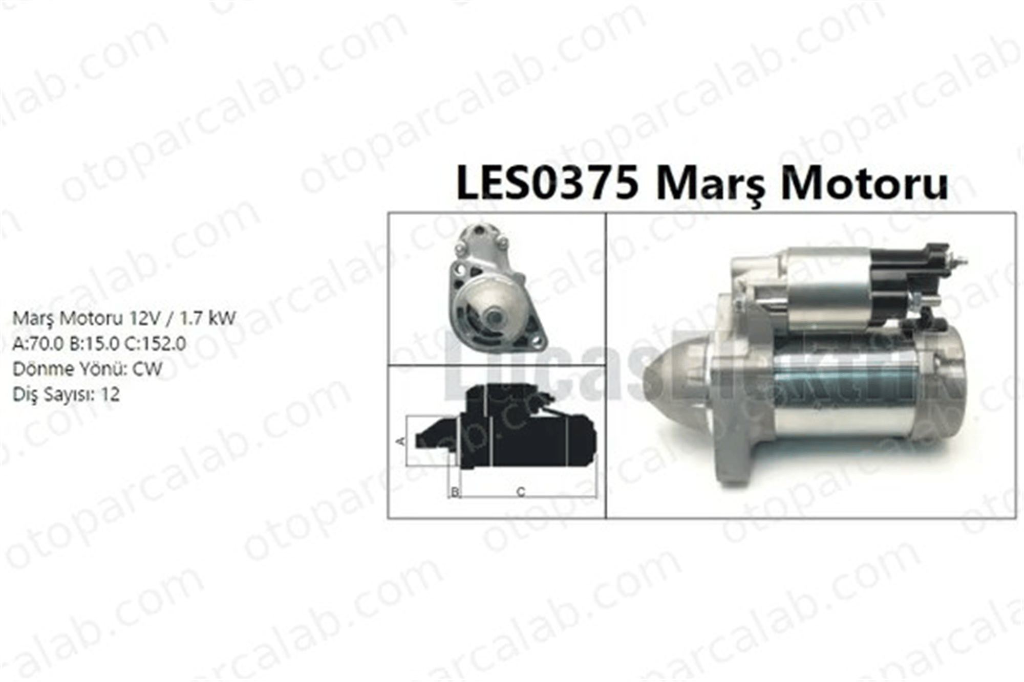 LUCAS ELEKTRIK LES0375 Marş Dinamosu MERCEDES-BENZ SPRINTER 3,5-t Panelvan/Van SPRINTER 3,5-t Platform şasi A0061514501 61514501