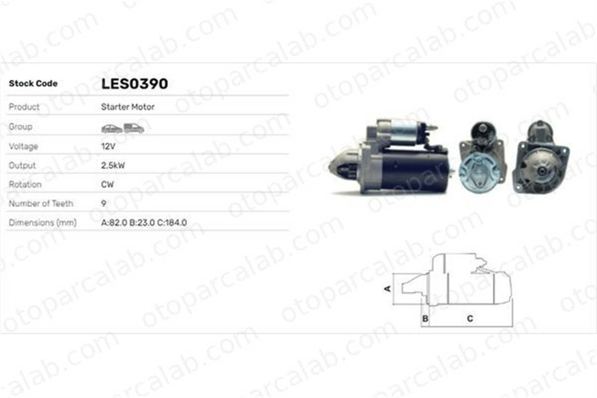 LUCAS ELEKTRIK LES0390 Marş Dinamosu FIAT DUCATO Platform şasi DUCATO Panelvan/Van 1614379980 5802AY