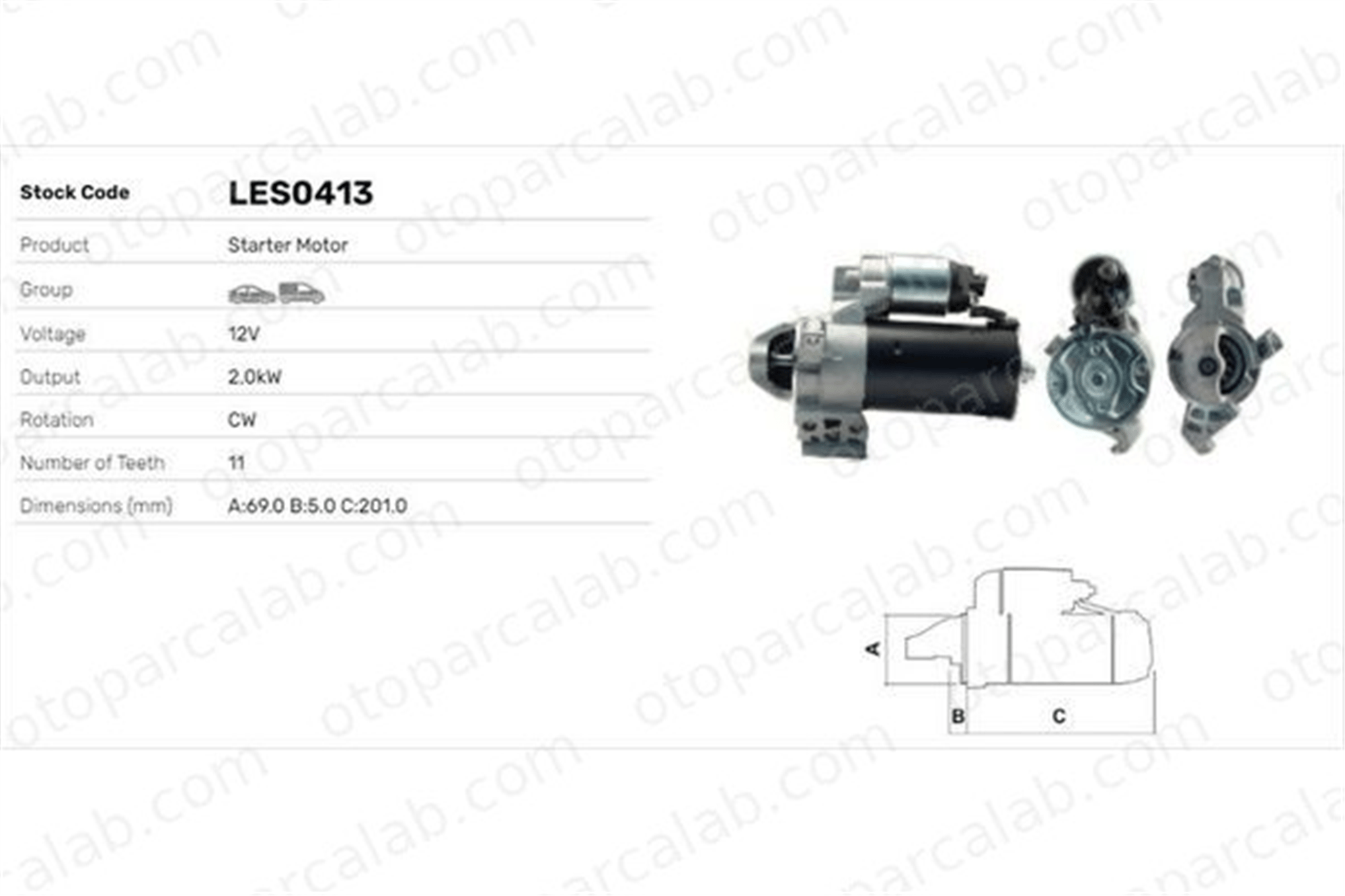 LUCAS ELEKTRIK LES0413 Marş Dinamosu BMW 3 Touring 1 12417802508 12417801203