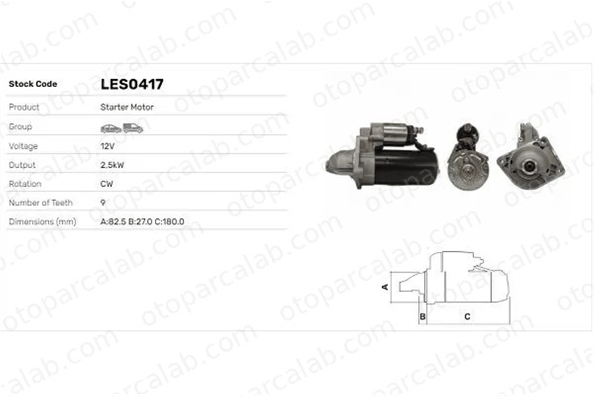 LUCAS ELEKTRIK LES0417 Marş Dinamosu IVECO DAILY IV Platform şasi DAILY IV Panelvan/Van 5001849990 42498717