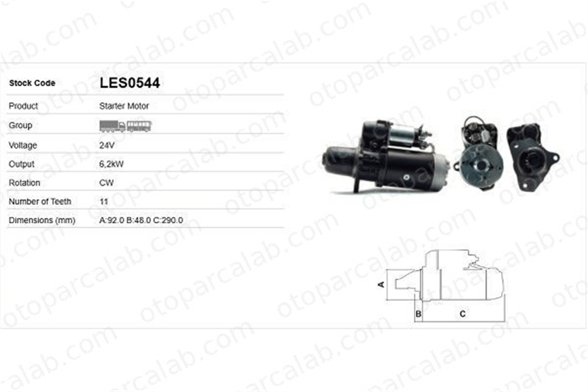 LUCAS ELEKTRIK LES0544 Marş Dinamosu MERCEDES-BENZ AROCS ACTROS MP4 / MP5 LRS01961 51515001