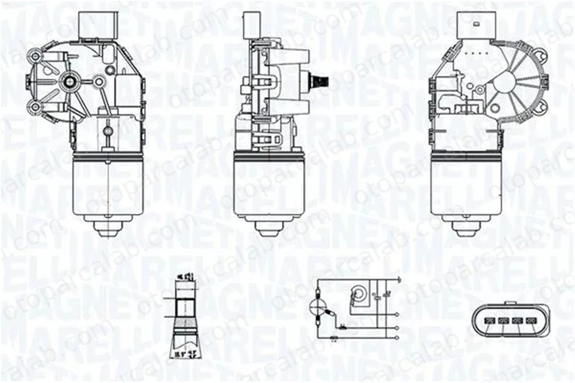 MAGNETI MARELLI 064350006010 Silecek Mekanizma Motoru Arka FORD FOCUS II FOCUS II Turnier 4M51 17508