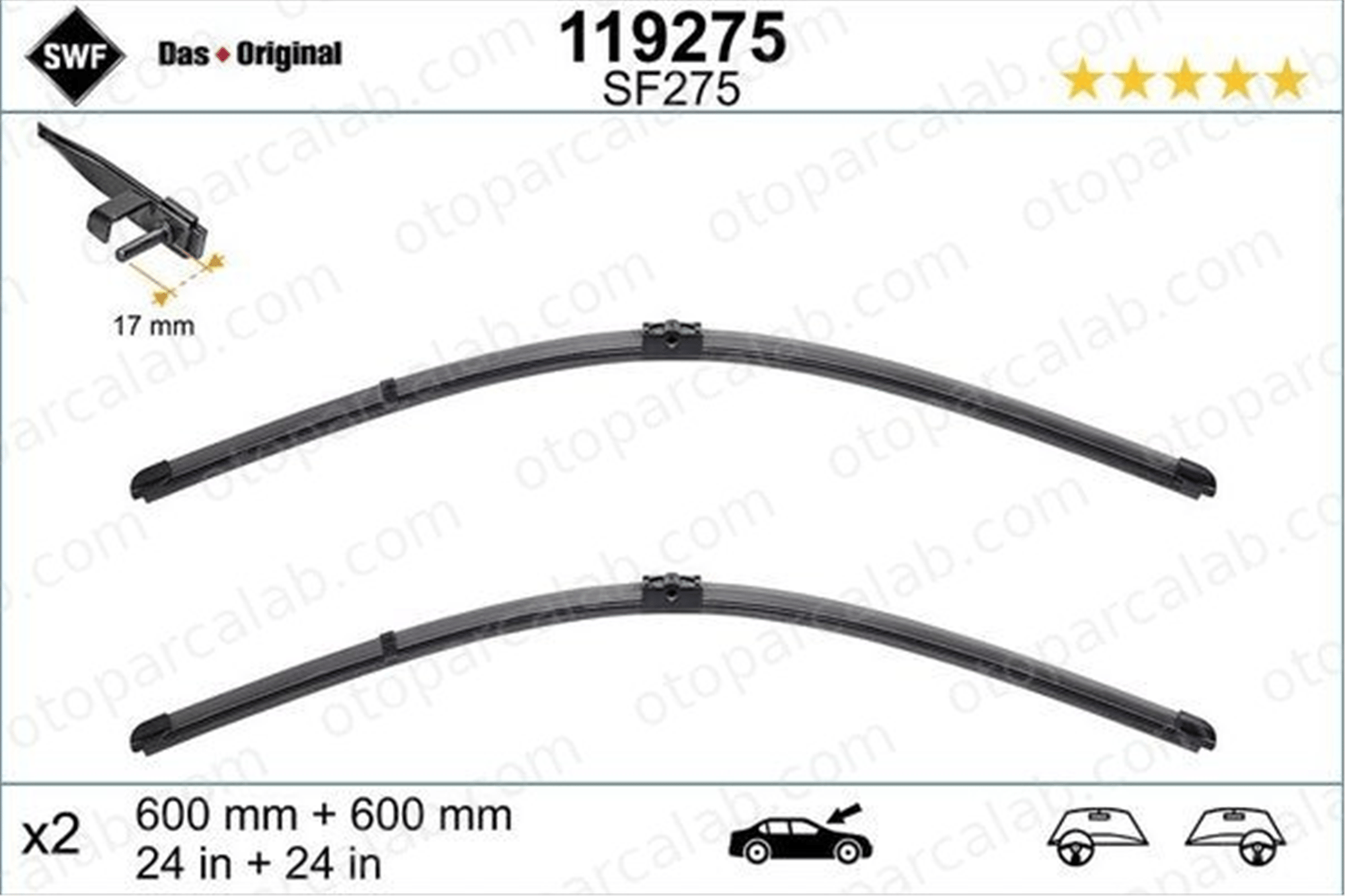 MAGNETI MARELLI 359015016326 Silecek Süpürgesi Ön 600/600 mm - 24/24 inç MERCEDES-BENZ C-SERISI E-SERISI A2048202200 3W2955425B