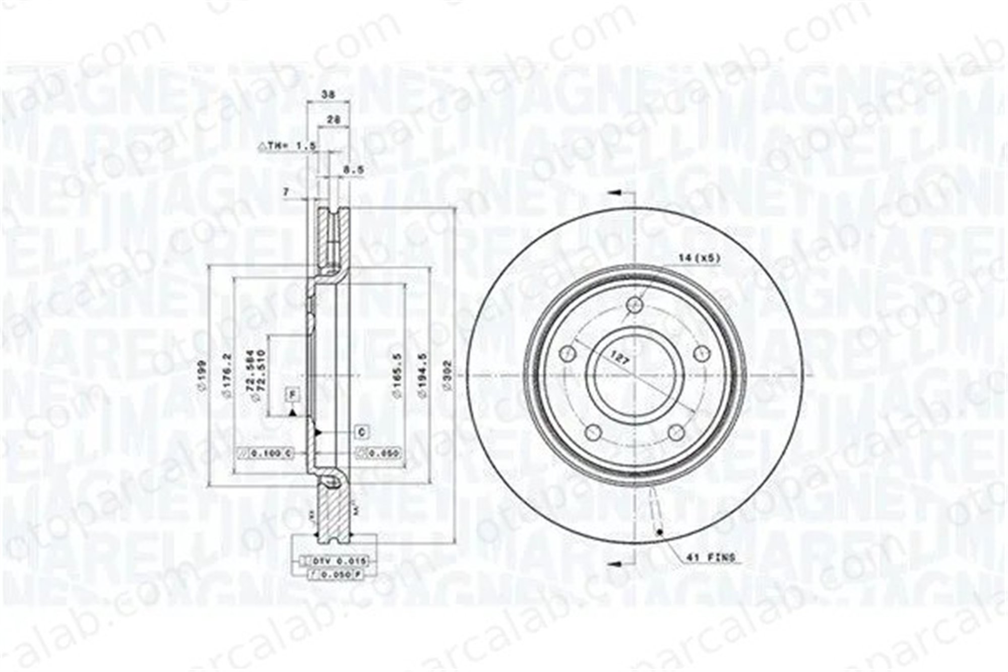 MAGNETI MARELLI 360406119601 Fren Disk Ayna Ön Sağ ve Sol DODGE JOURNEY FIAT FREEMONT 68032944AA 68032944AB