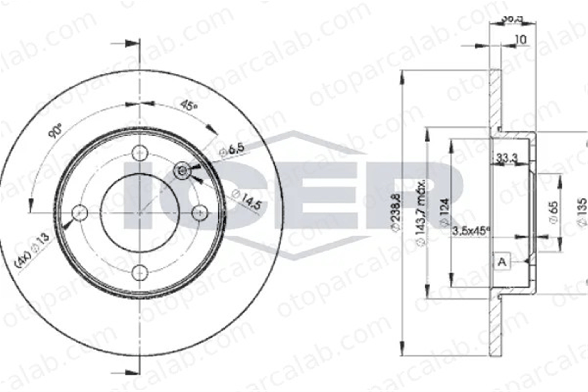 MAGNETI MARELLI 360704005100 Fren Disk Ayna Ön Sağ ve Sol VW POLO Coupe POLO II 811615301 811615301B