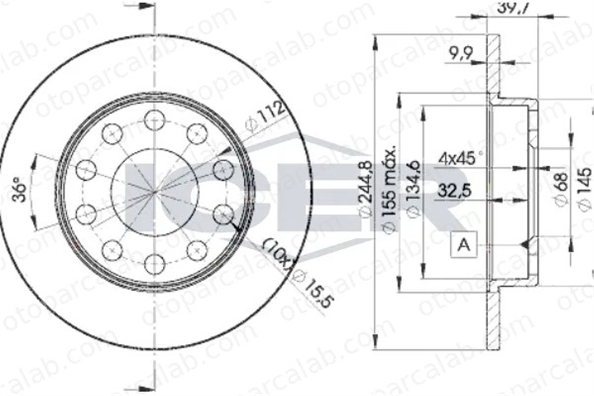 MAHER 03602 Fren Disk Ayna Arka Sağ ve Sol AUDI A4 B7 Avant A4 B7 8E0615601P 895615601A