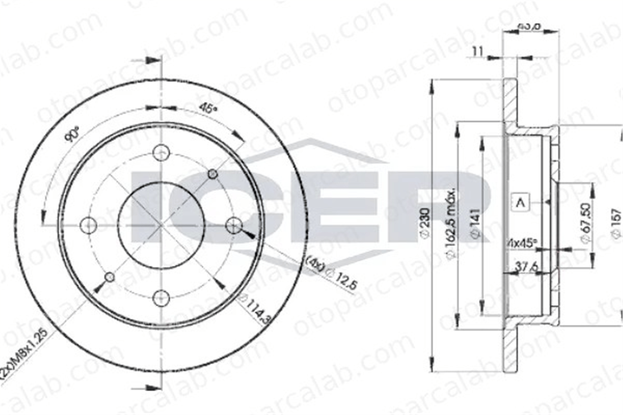 MAHER 03622 Fren Disk Ayna Ön Sağ ve Sol HYUNDAI ATOS 5171202000 5171202100