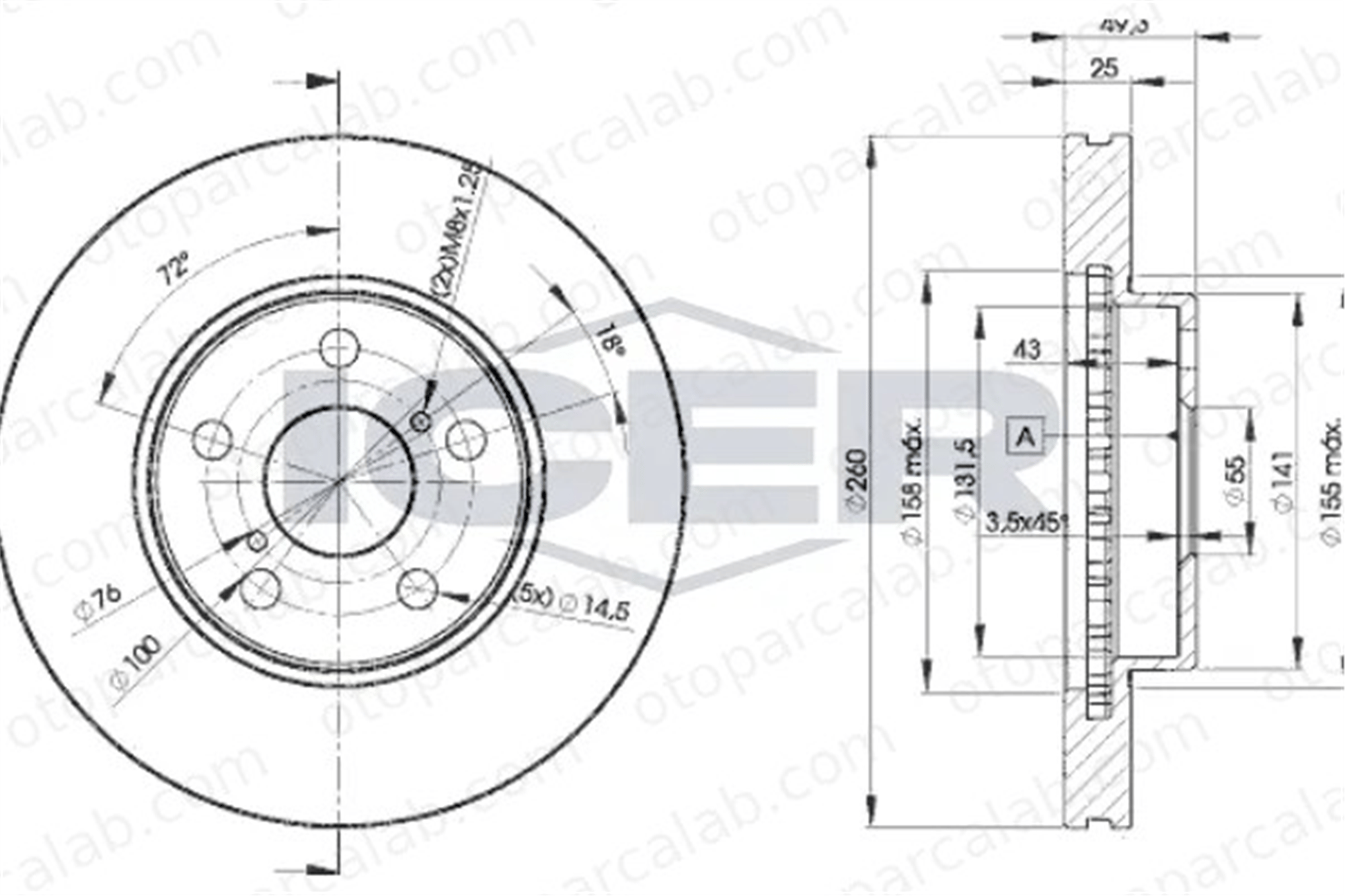 MAHER 03624 Fren Disk Ayna Ön Sağ ve Sol TOYOTA AVENSIS AVENSIS Liftback 4351205030 4351205031