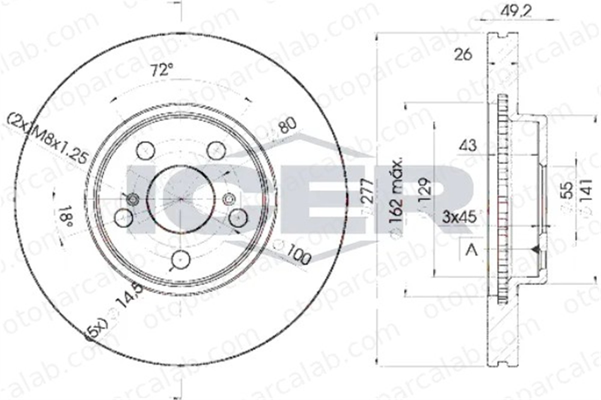 MAHER 03626 Fren Disk Ayna Ön Sağ ve Sol TOYOTA AVENSIS AVENSIS Sedan 4351205040
