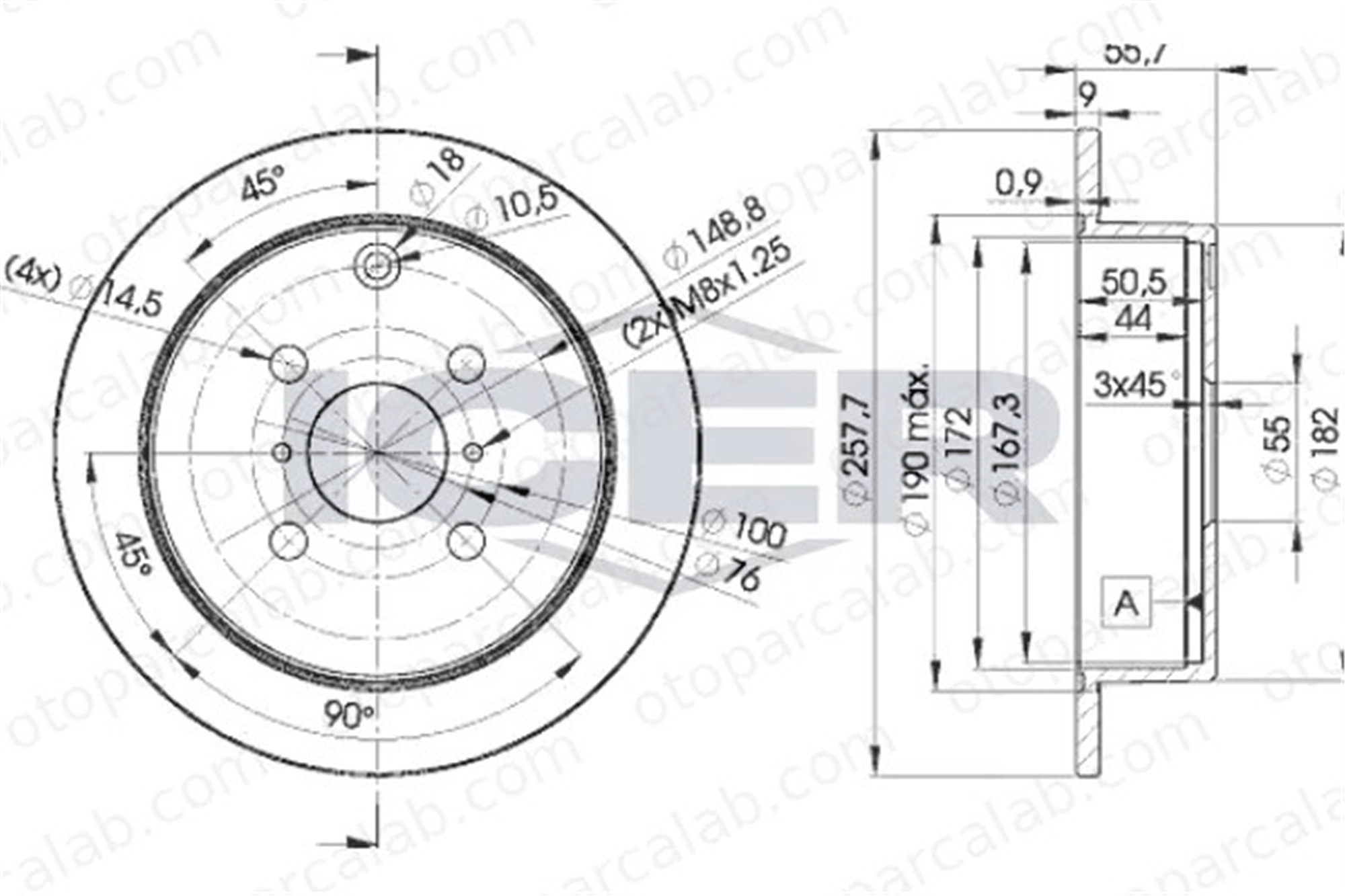 MAHER 03667 Fren Disk Ayna Arka Sağ ve Sol TOYOTA COROLLA COROLLA Sedan 4243102070 4243102071
