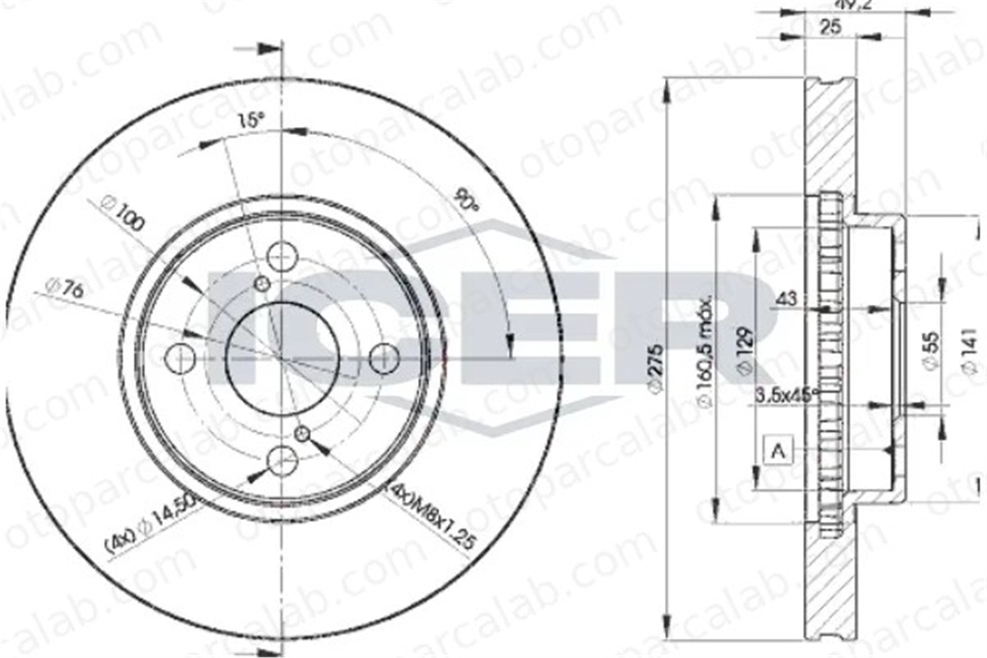 MAHER 03670 Fren Disk Ayna Ön Sağ ve Sol TOYOTA COROLLA COROLLA Sedan 4351202080 4351202081