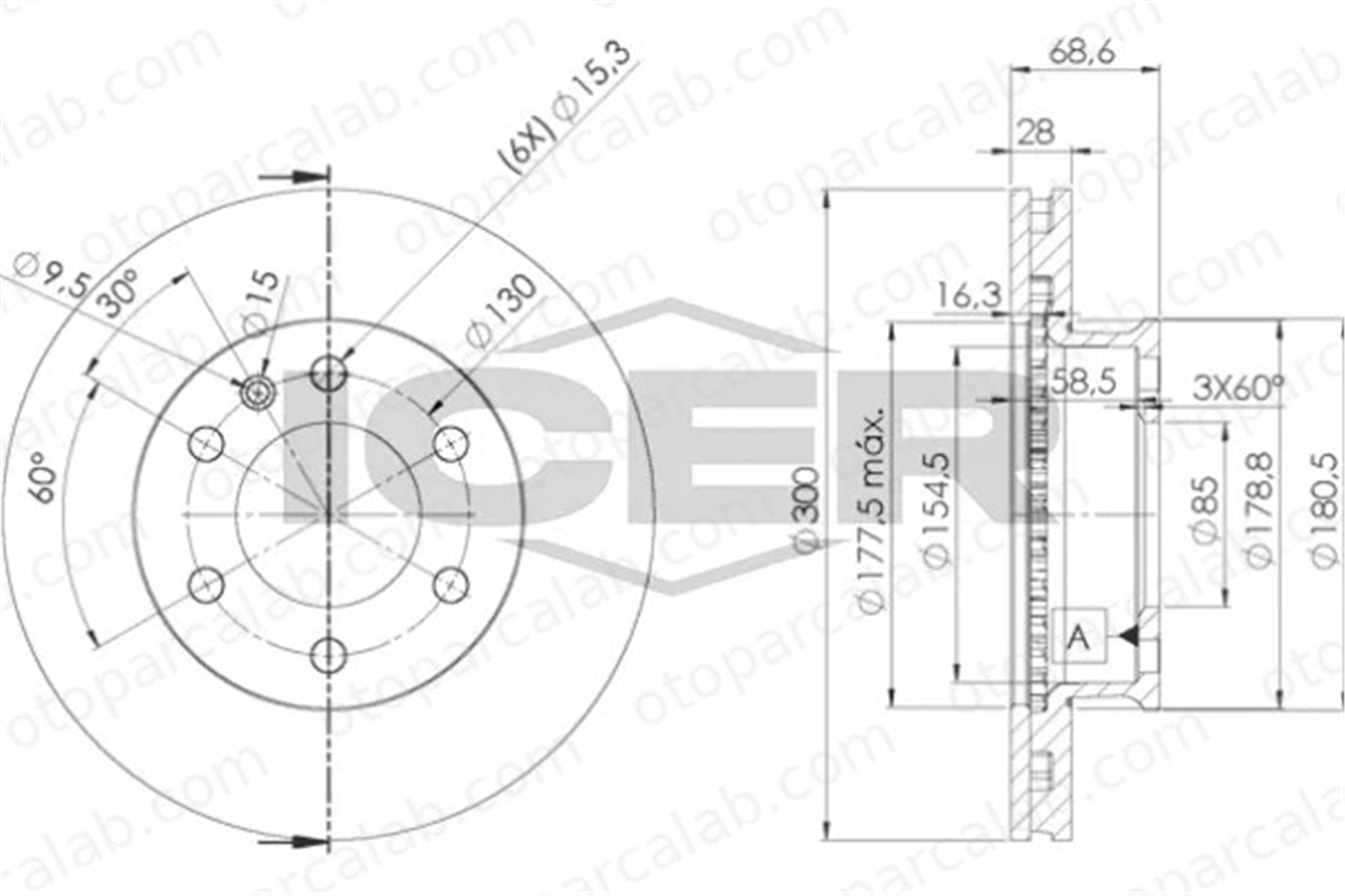 MAHER 03677 Fren Disk Ayna Ön Sağ ve Sol MERCEDES-BENZ SPRINTER 3,5-t Platform şasi SPRINTER 3,5-t Panelvan/Van 2E0615301 68006716AA