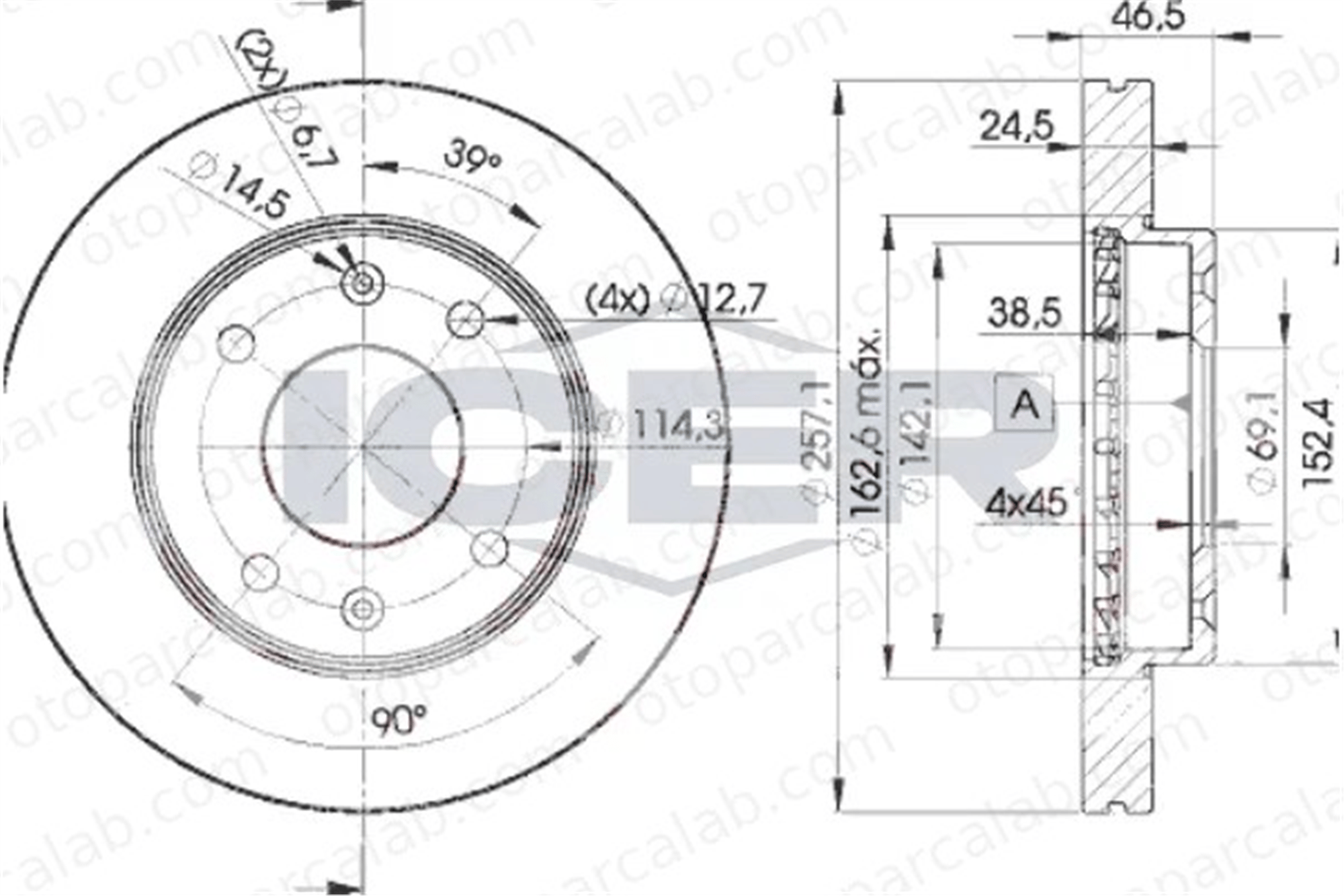 MAHER 03687 Fren Disk Ayna Ön Sağ ve Sol HYUNDAI ELANTRA III Sedan ELANTRA III 517122D300 5171217000