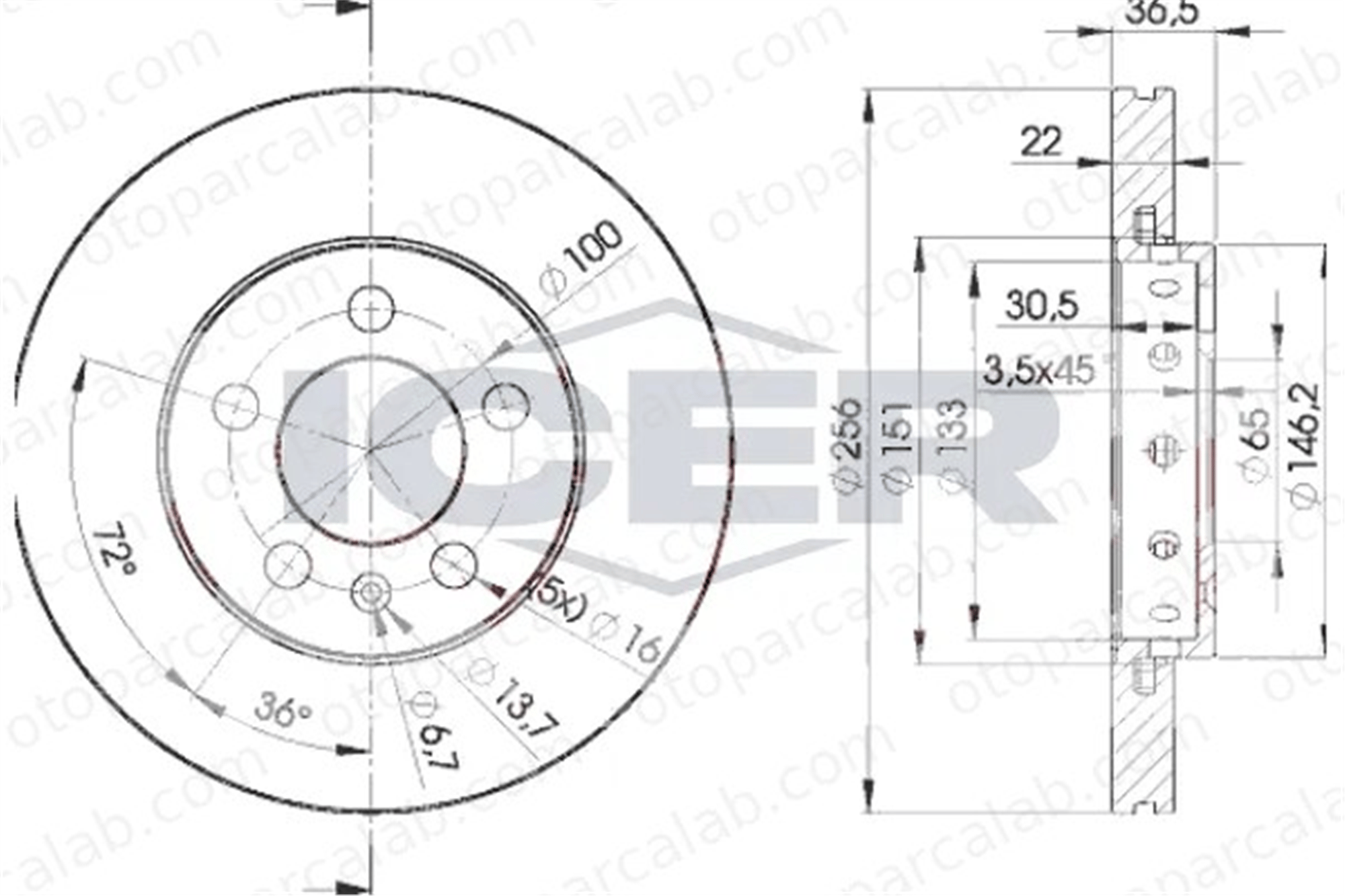 MAHER 03693 Fren Disk Ayna Ön Sağ ve Sol SEAT IBIZA IV IBIZA IV SC 1J0615301D JZW615301N