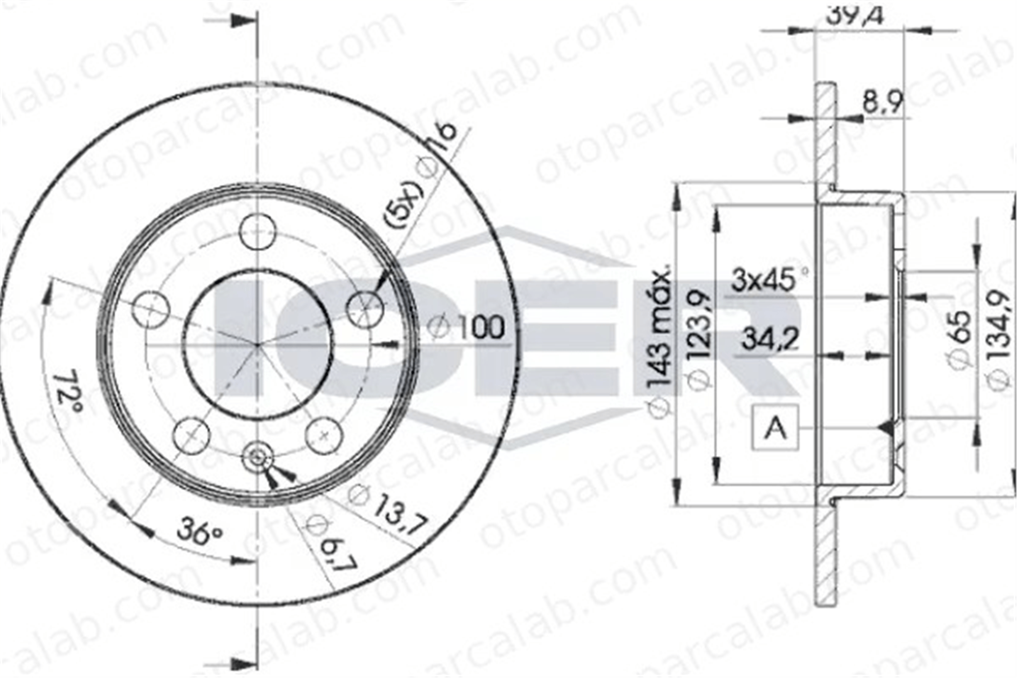 MAHER 03694 Fren Disk Ayna Arka Sağ ve Sol SEAT IBIZA IV SC VW POLO V 1J0615601P 2Q0615601H