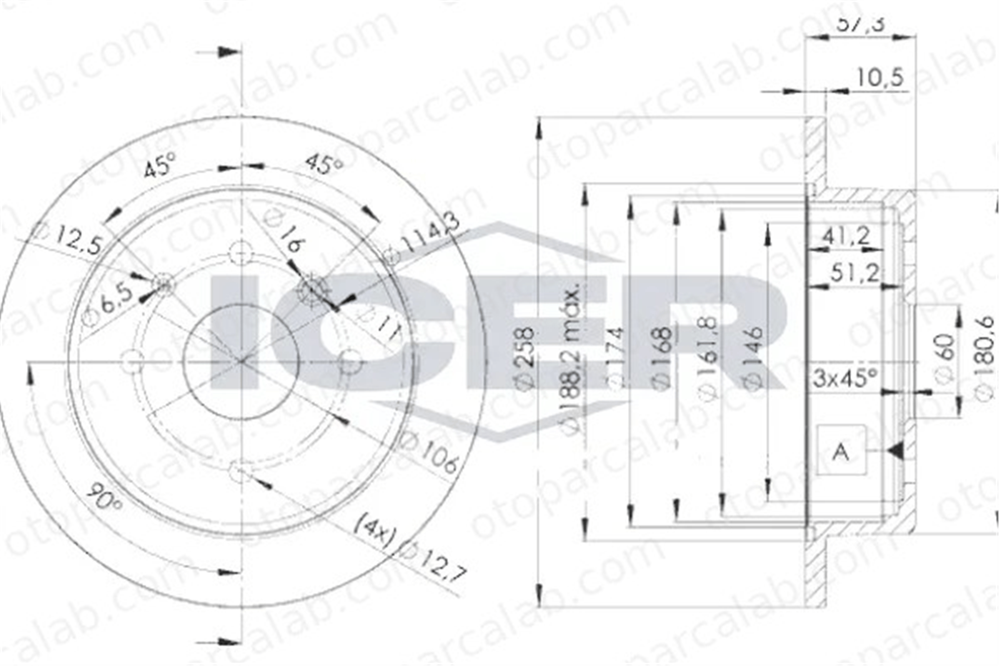 MAHER 03717 Fren Disk Ayna Arka Sağ ve Sol CHEVROLET LACETTI LACETTI Station wagon 96549630